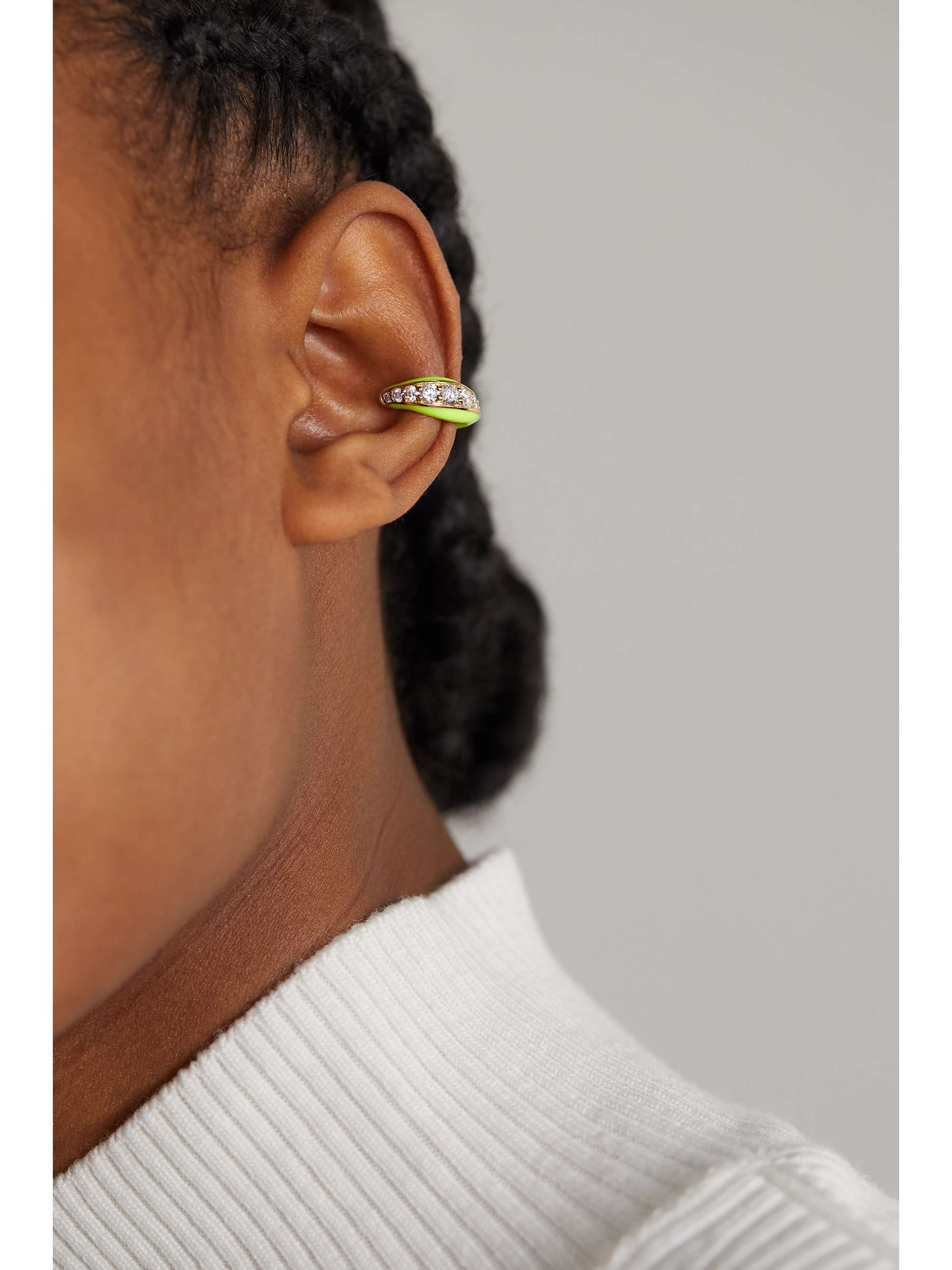 MELISSA KAYE Remi 18-karat gold, diamond and enamel ear cuff