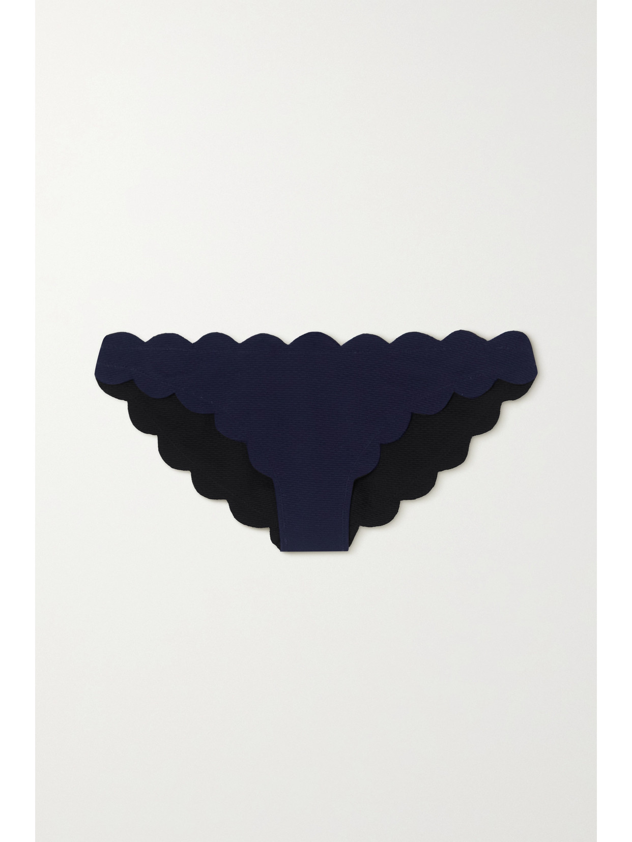 Marysia + Net Sustain Antibes Reversible Scalloped Recycled Seersucker Bikini Briefs