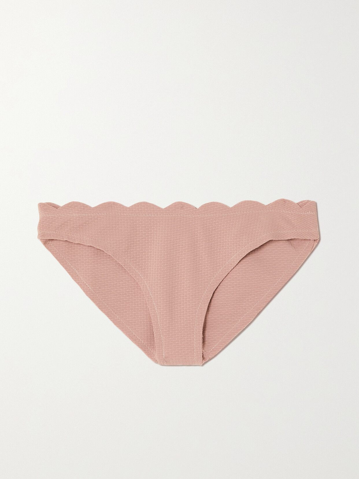 Marysia + Net Sustain Santa Barbara Scalloped Recycled Seersucker Bikini Briefs