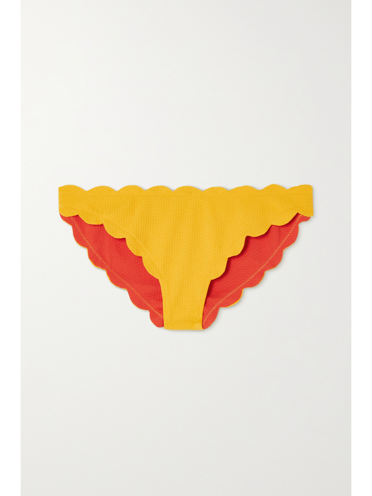 Marysia - + Net Sustain Antibes Reversible Scalloped Recycled Seersucker Bikini Briefs - Orange