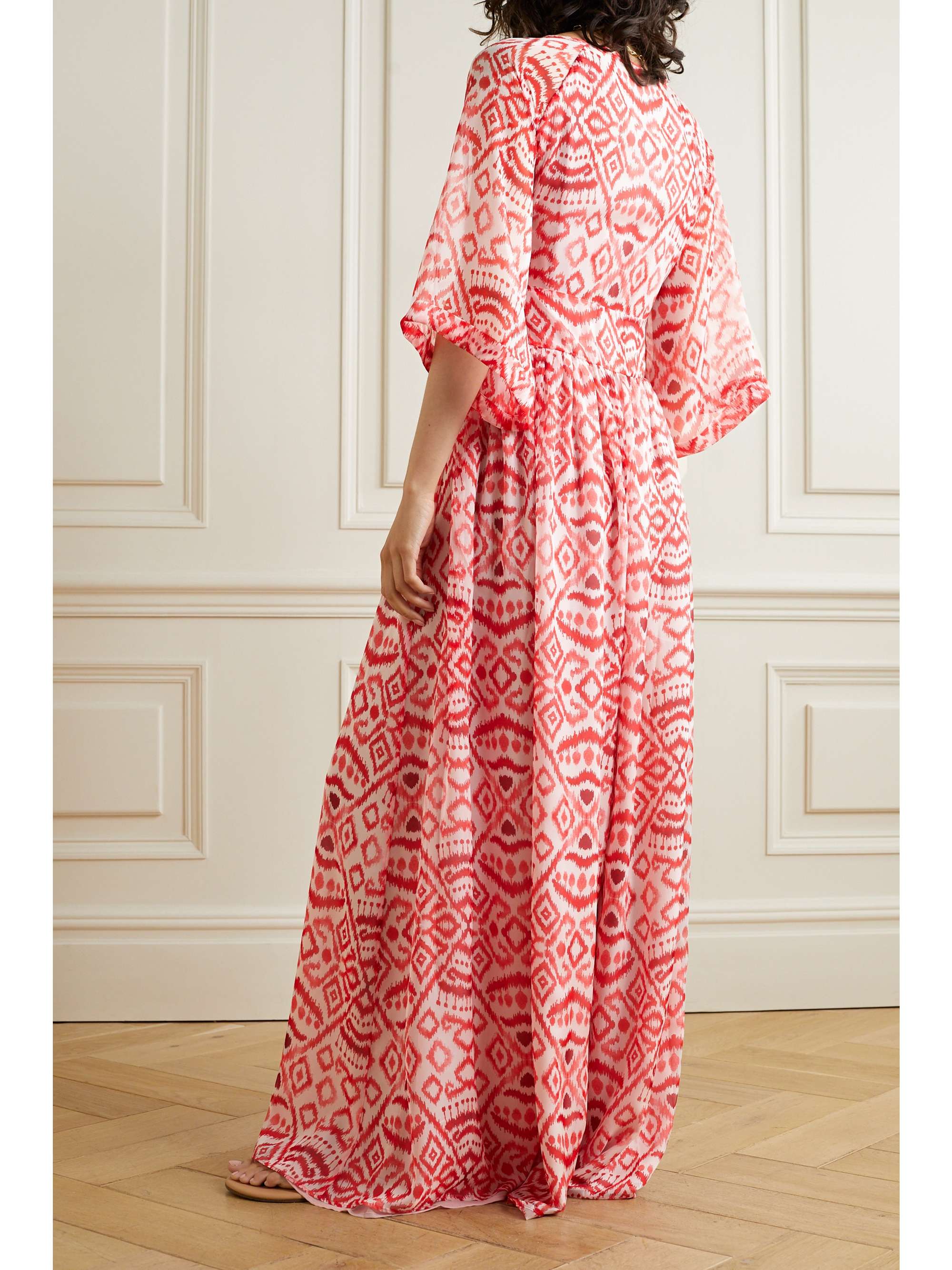 Red Liliane printed chiffon maxi dress 