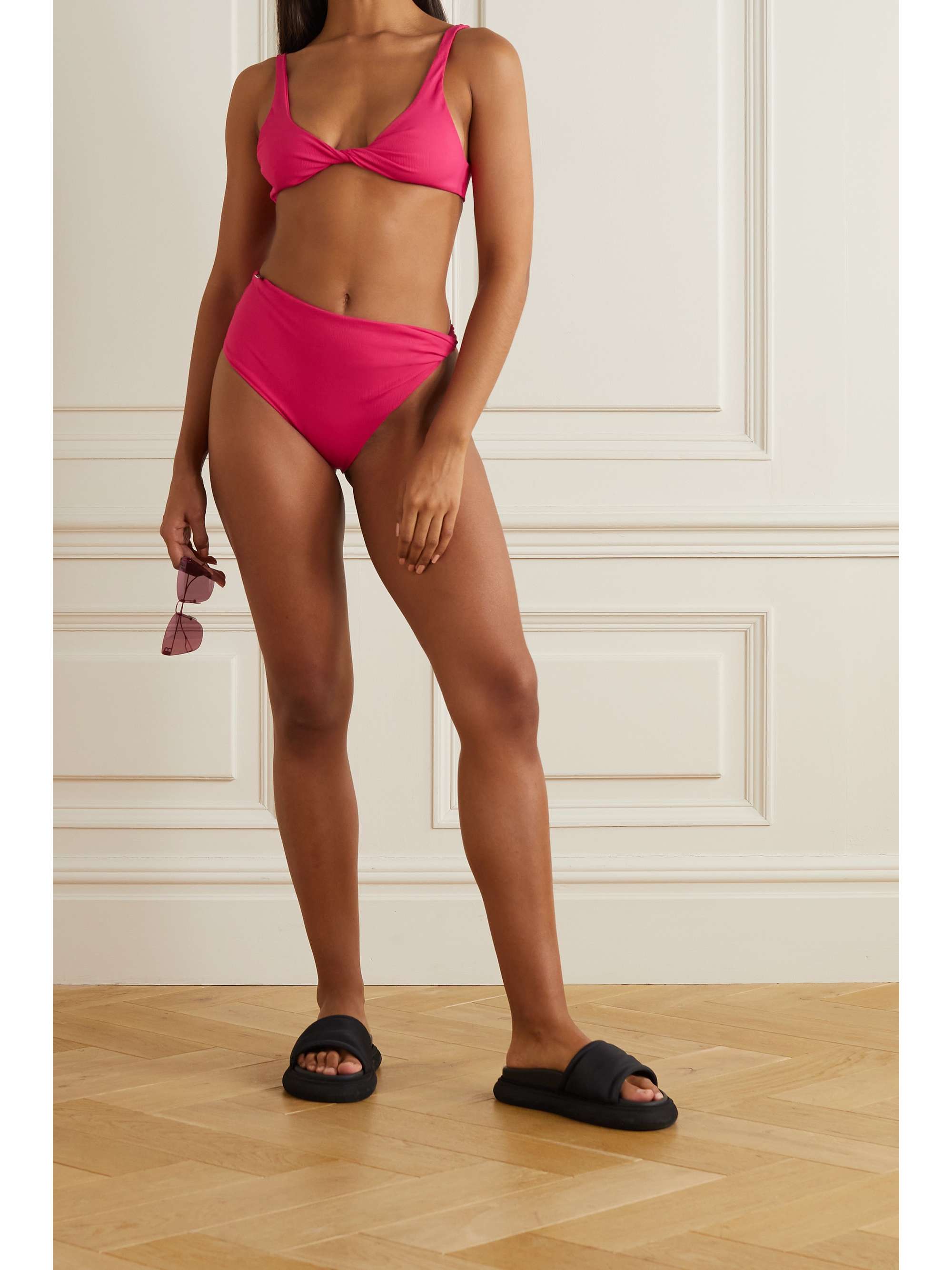 THE ATTICO Twisted ribbed bikini briefs