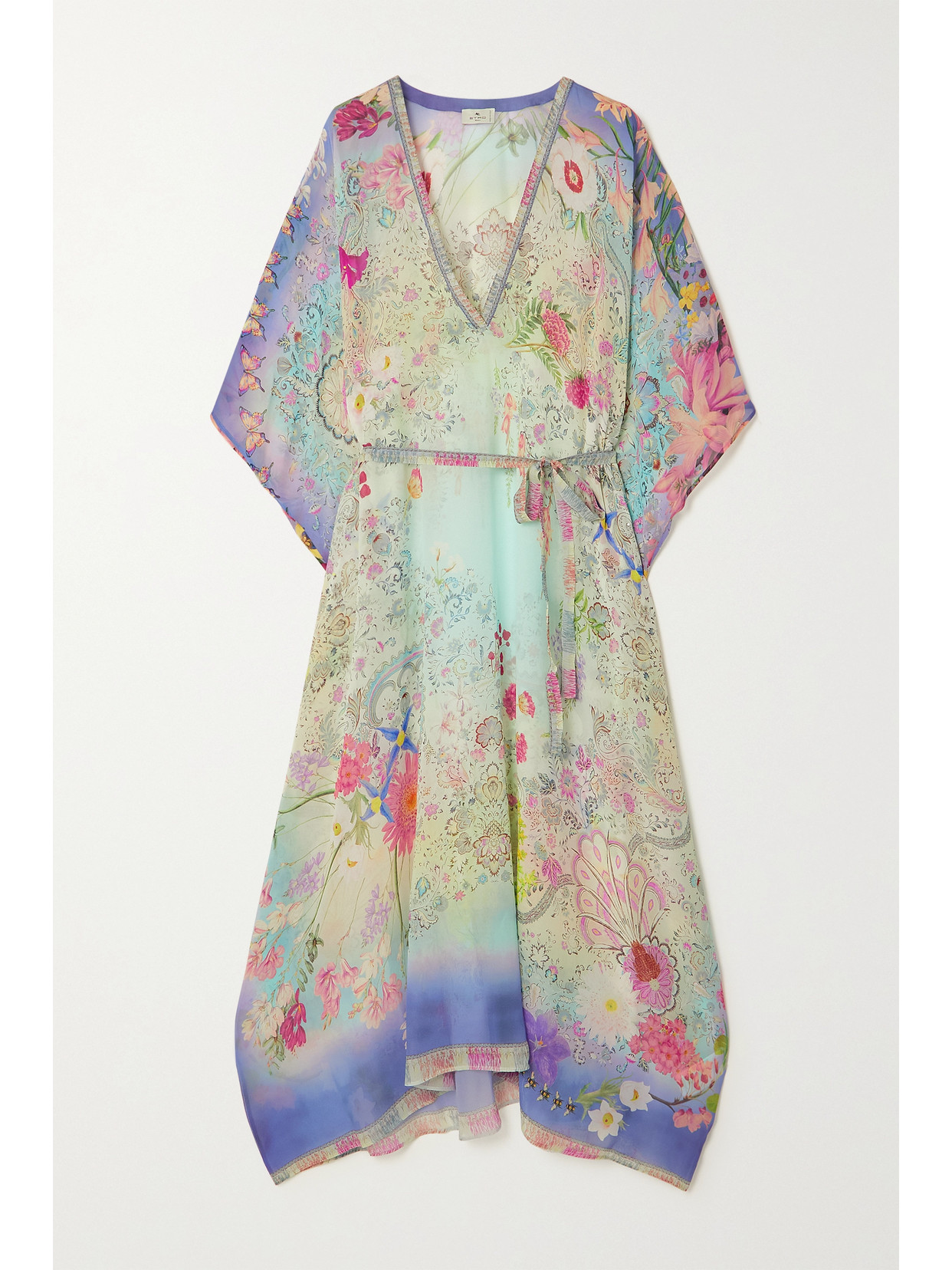 ETRO LOS ANGELES BELTED PRINTED SILK-CHIFFON KAFTAN