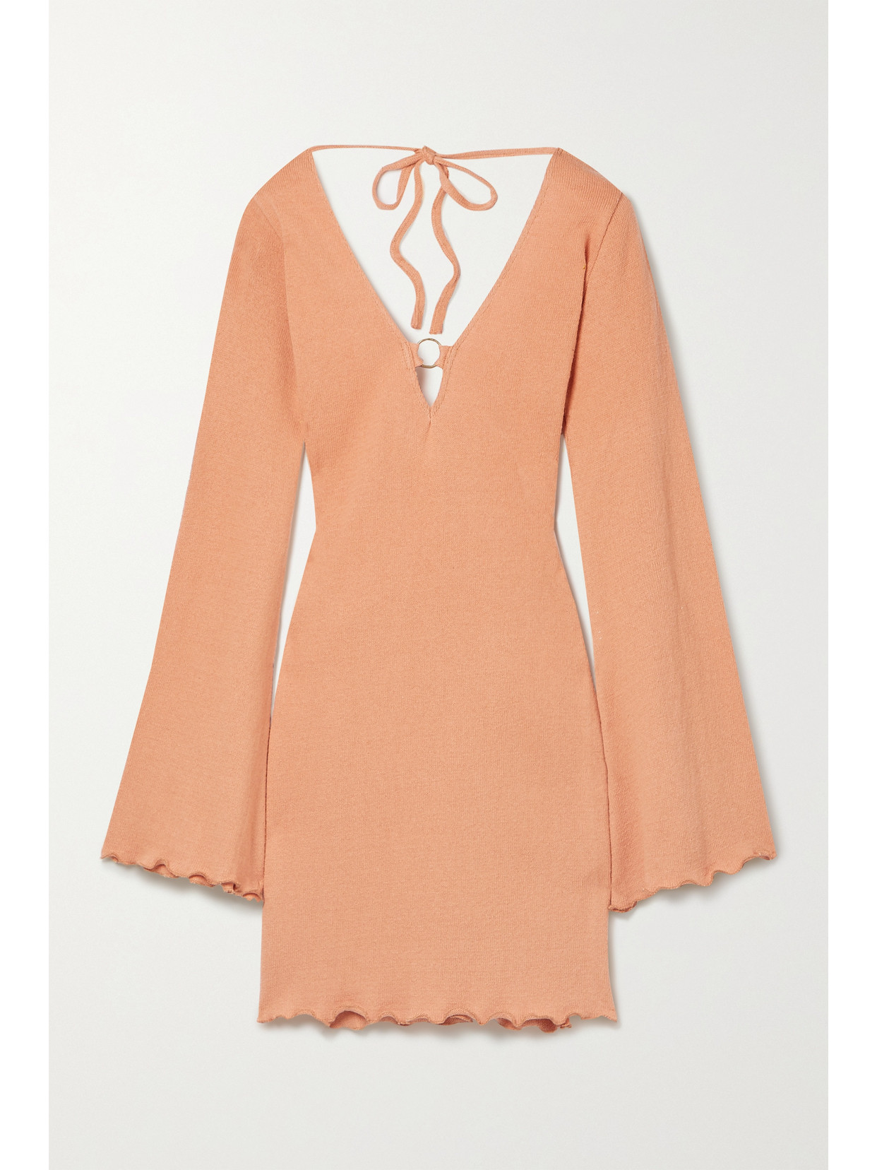 SAVANNAH MORROW THE LABEL - + Net Sustain Yara Open-back Silk And Organic Cotton-blend Mini Dress - Pastel orange