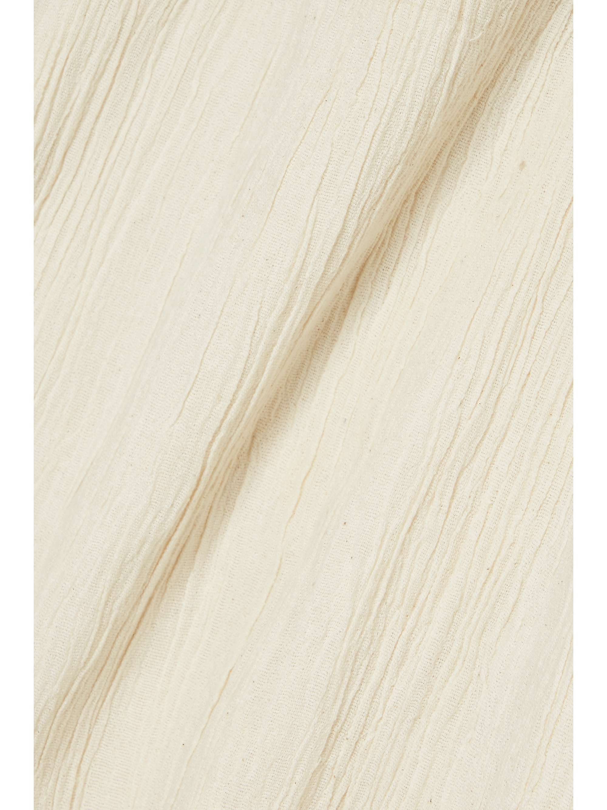 SAVANNAH MORROW THE LABEL + NET SUSTAIN Rena fringed crinkled organic cotton-gauze mini skirt