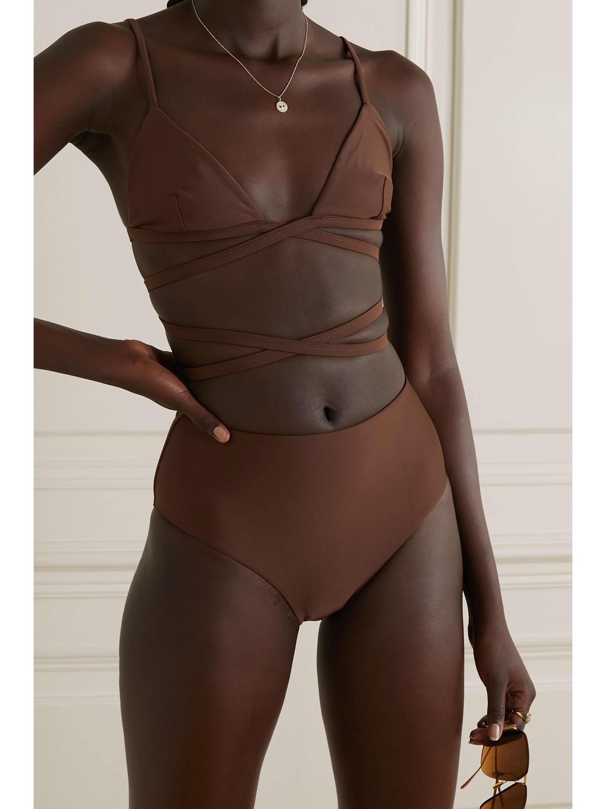 MATTEAU Wrap-effect stretch-REPREVE triangle bikini top