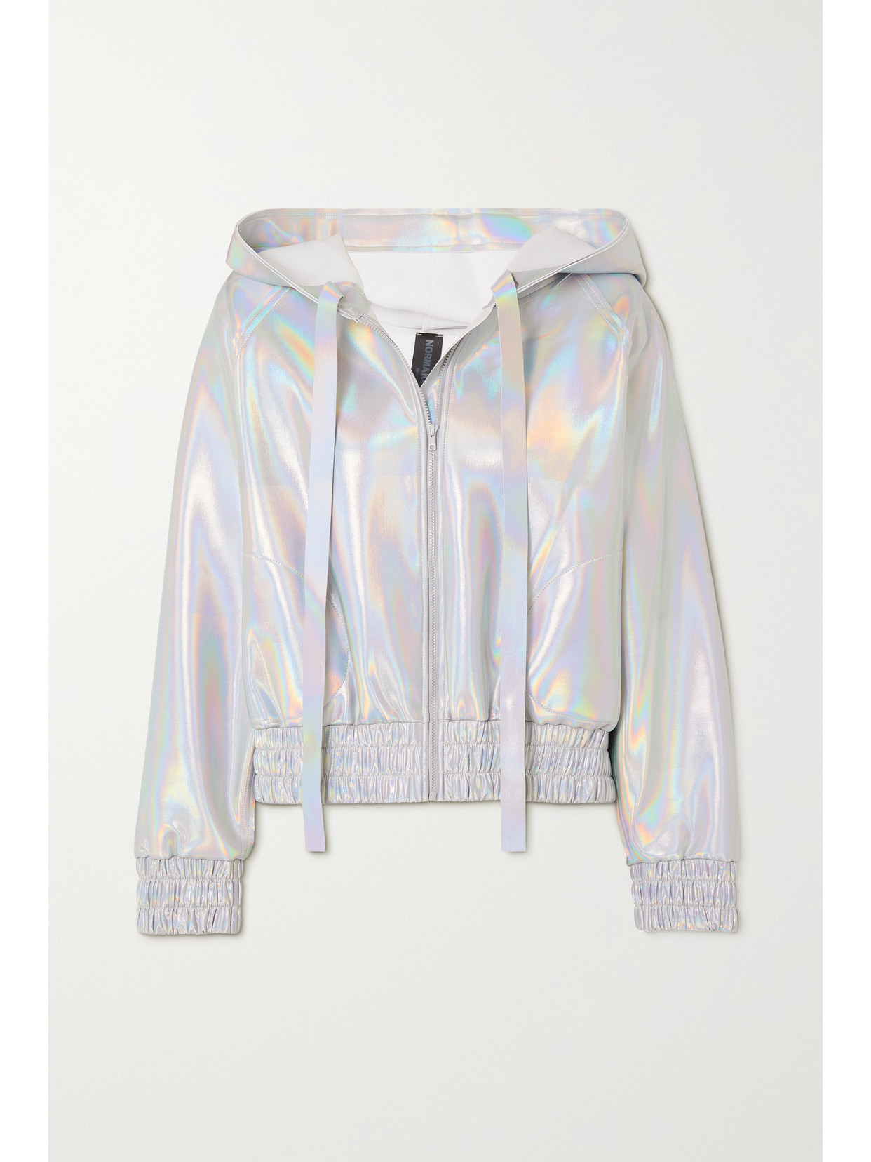 Norma Kamali - Hooded Iridescent Coated Stretch-jersey Bomber Jacket - Silver 22 Awaiting product image