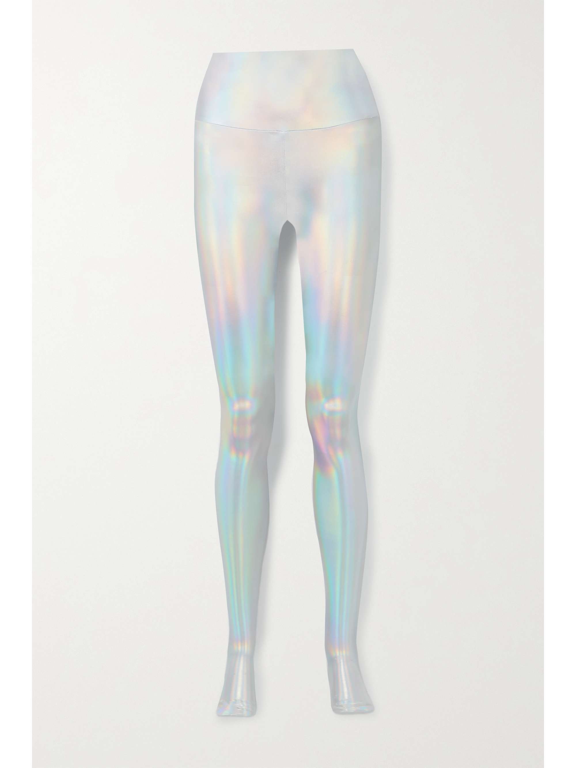 NORMA KAMALI ليغينغز من الجيرسي المطاط بلمعة متقزّحة مع فتحة عند الكعب