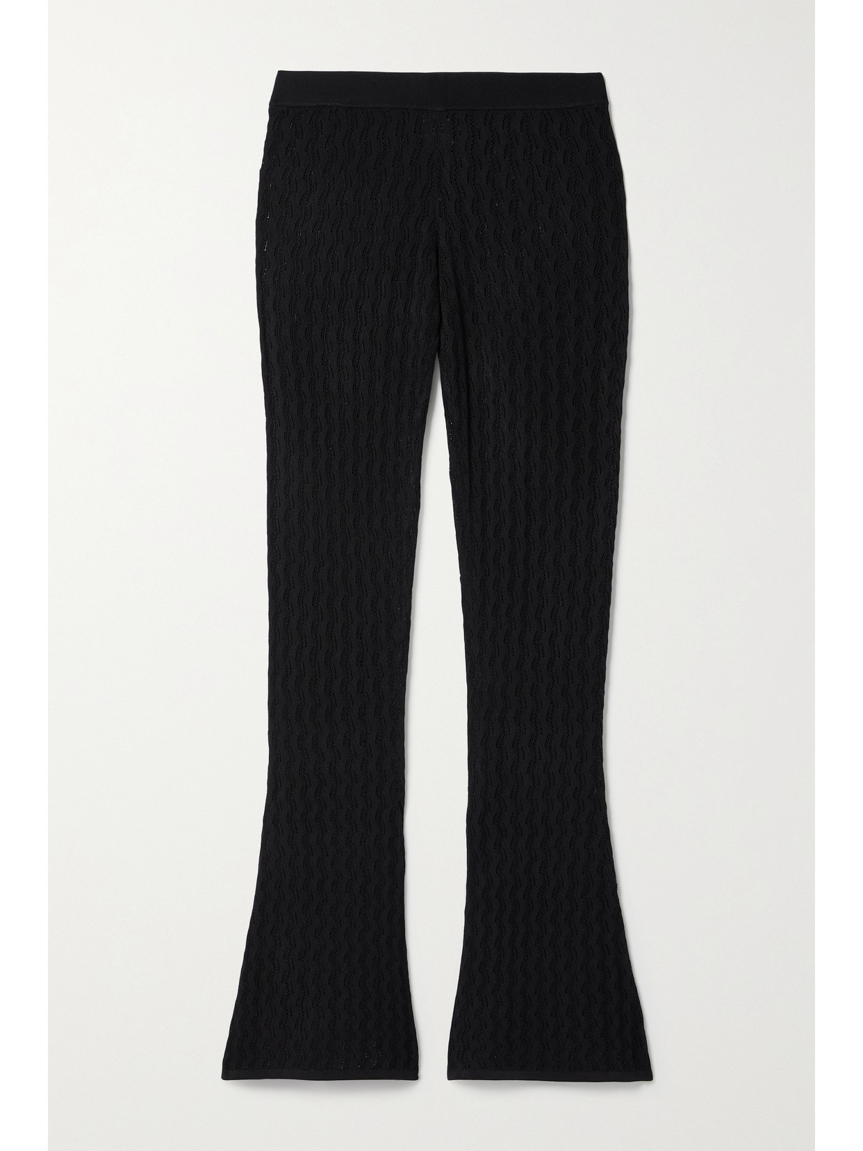 Dodo Bar Or Sophia Pointelle-knit Flared Pants In Black