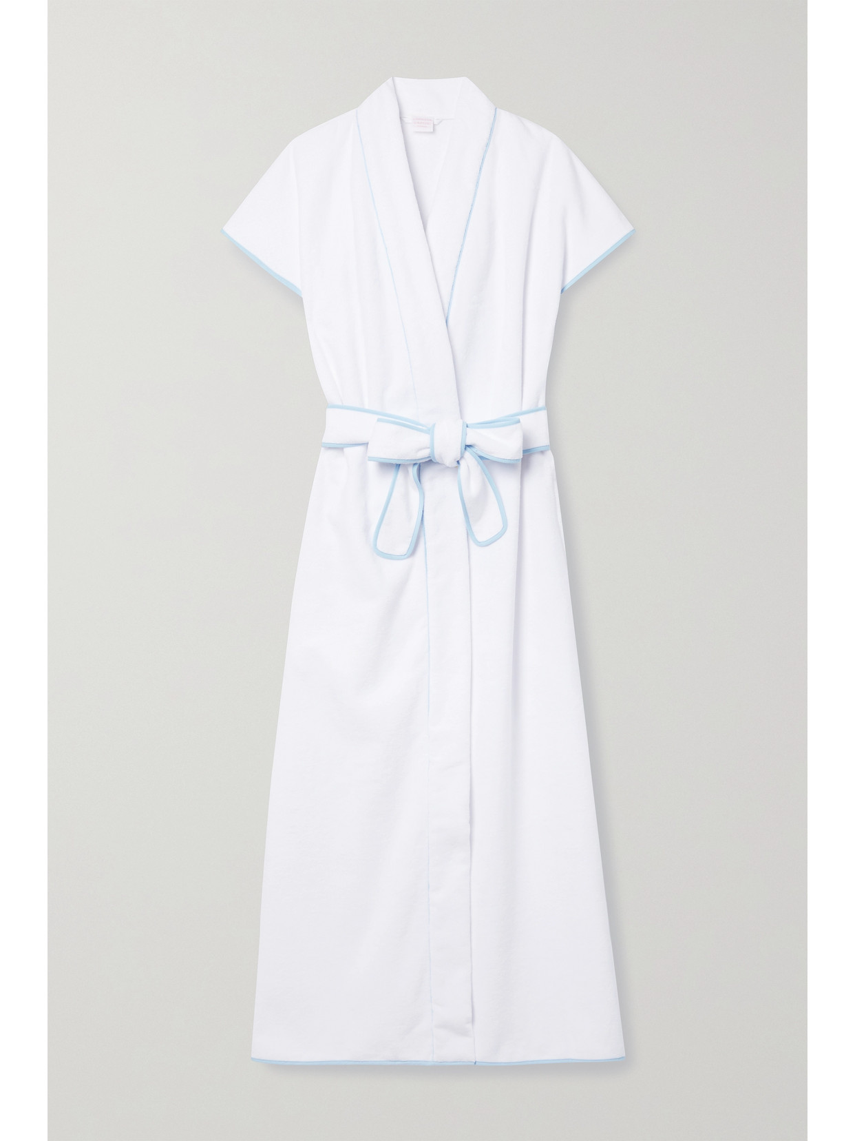 Loretta Caponi Lidia Hooded Embroidered Cotton-terry Robe In White