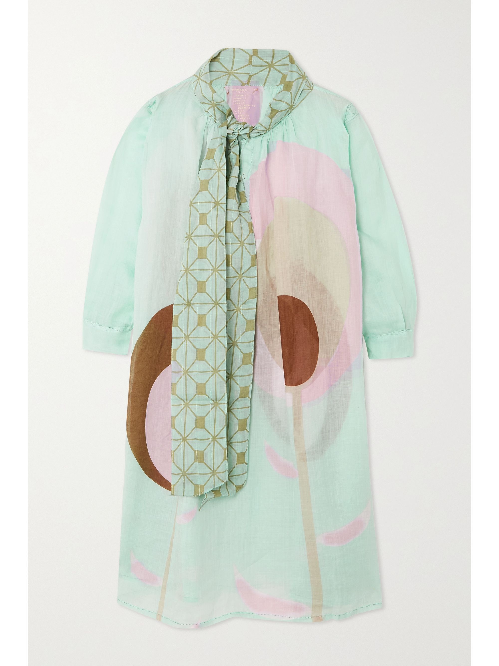Himmelblau Kleid Aus Bedrucktem Leinen Mit Schluppe Net A Porter Yvonne S 