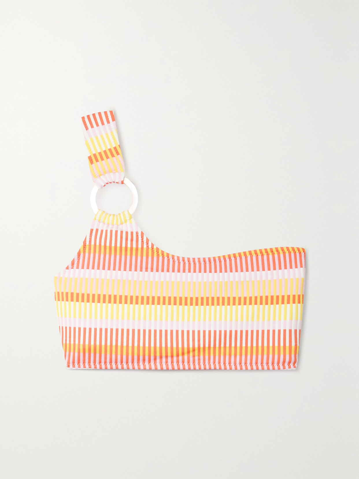 Solid & Striped The Desi Embellished One-shoulder Stretch-jacquard Bikini Top In Orange