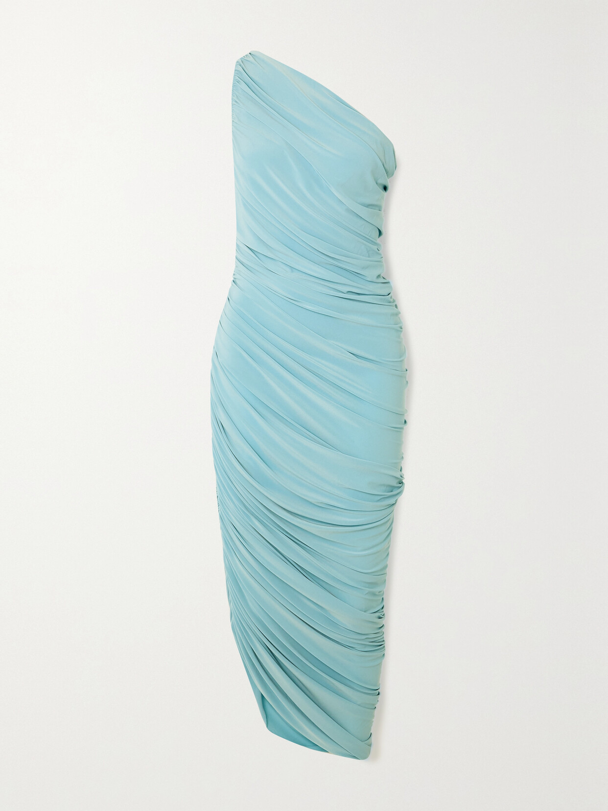 Norma Kamali - Diana One-shoulder Ruched Stretch-jersey Gown - Blue