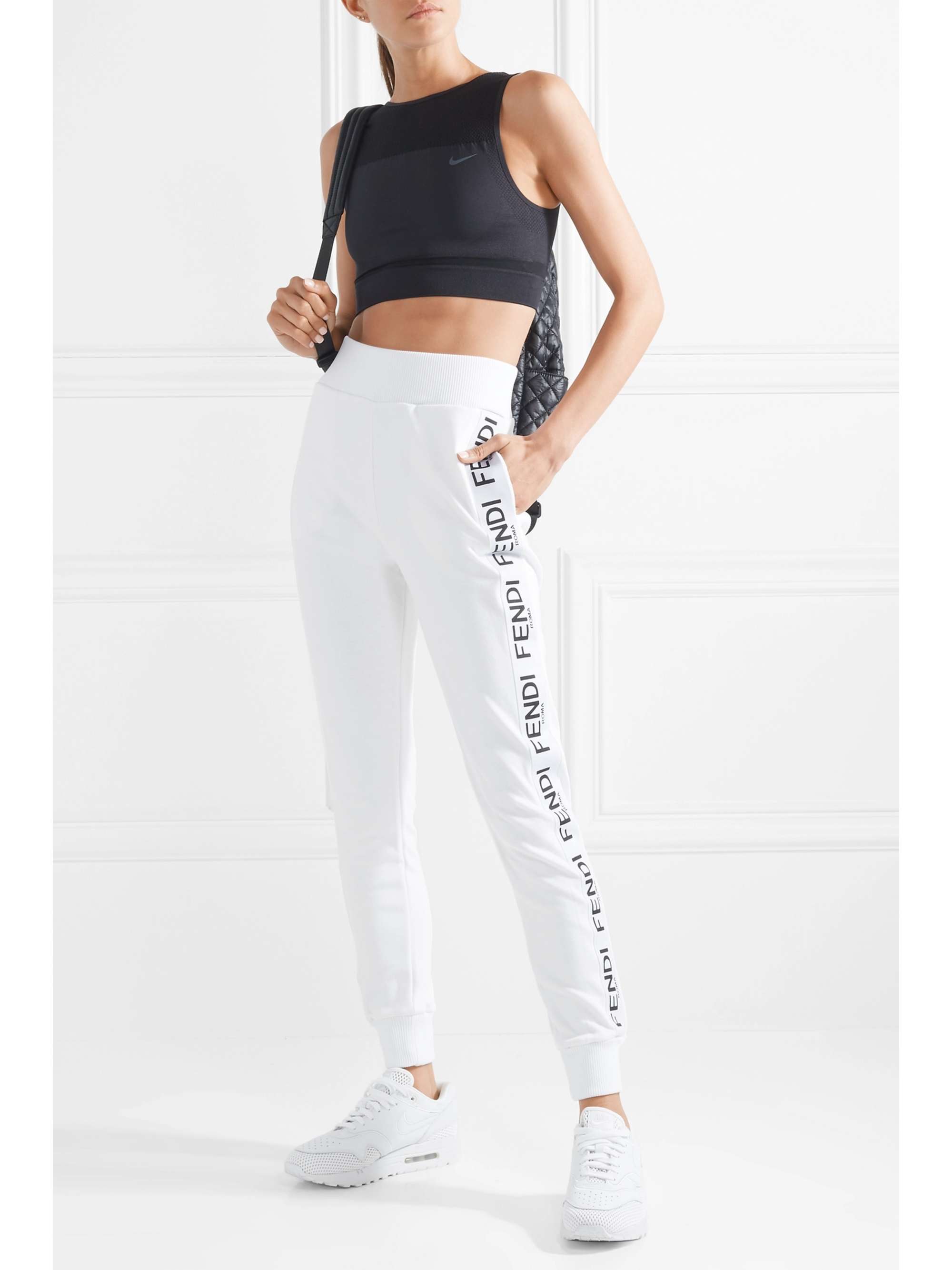 FENDI Wonders cotton-blend jersey track pants