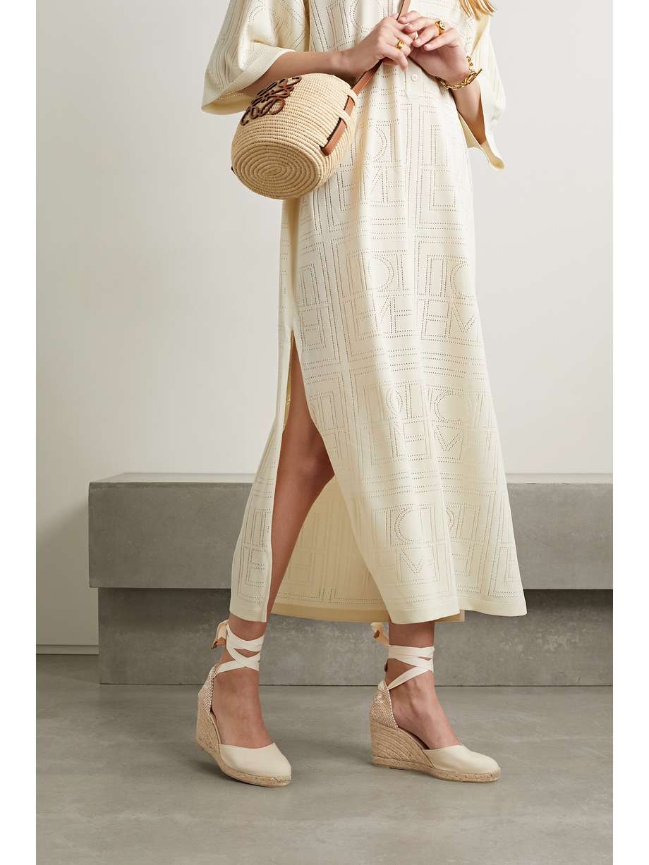 What Shoes To Wear With A Midi Dress: Chic ivory wedge espadrilles