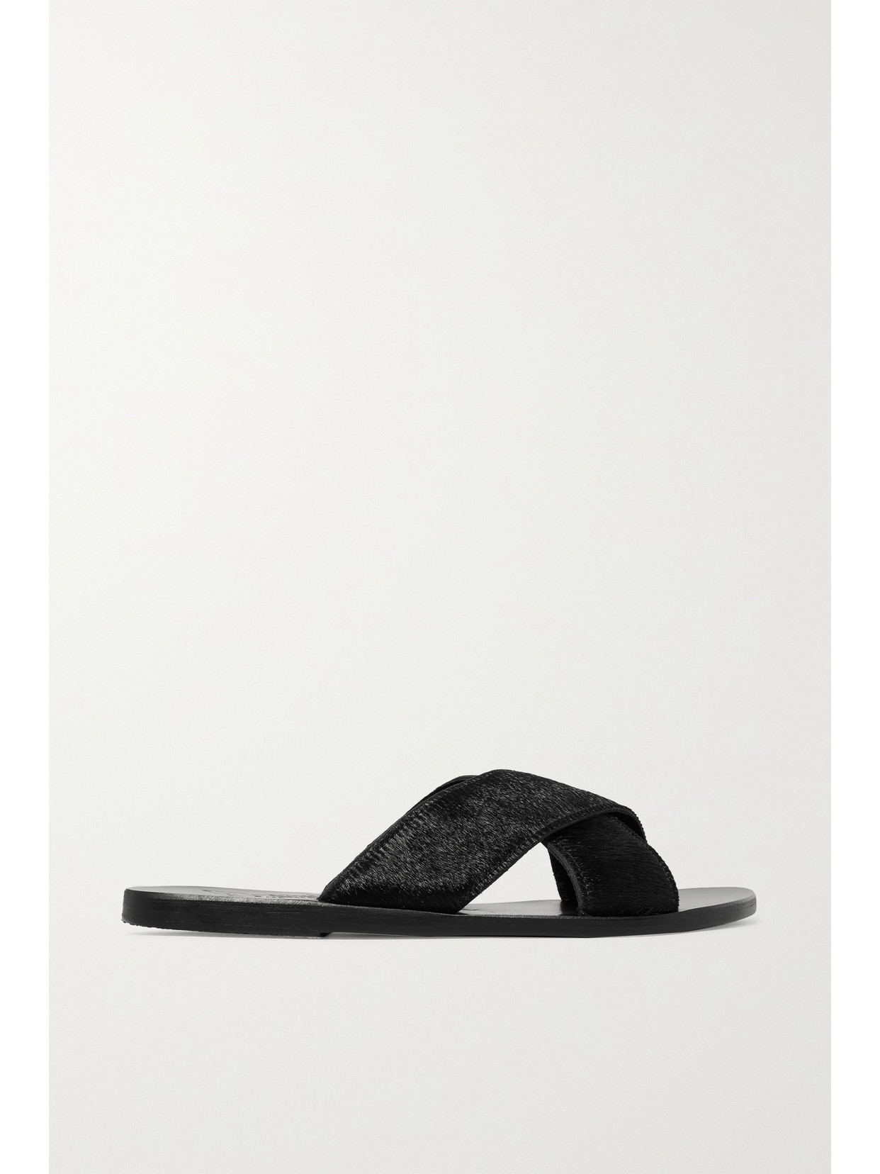 Ancient Greek Sandals Thais Calf Hair Slides In Black