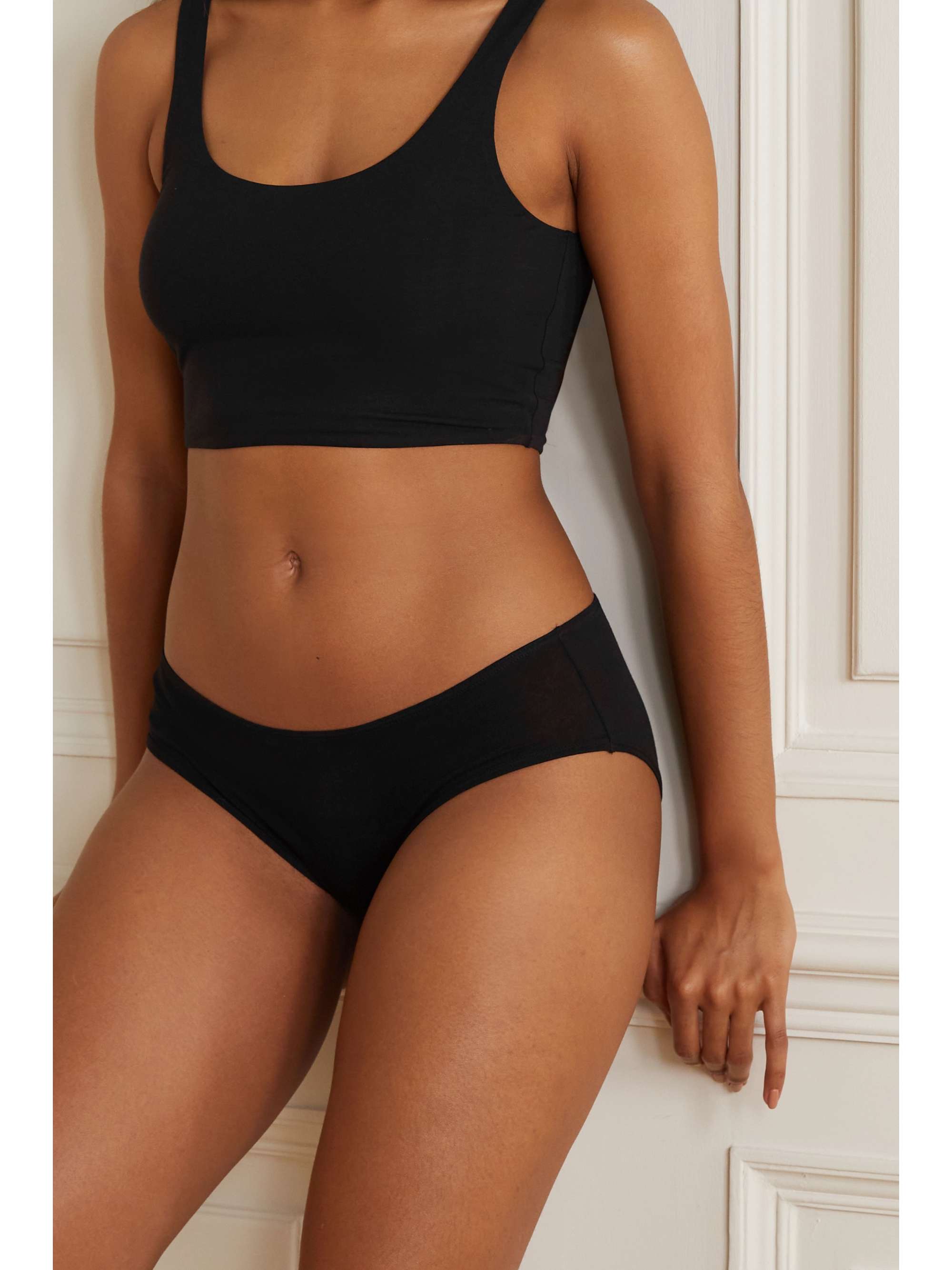 SKIN + NET SUSTAIN set of three organic Pima cotton-jersey briefs