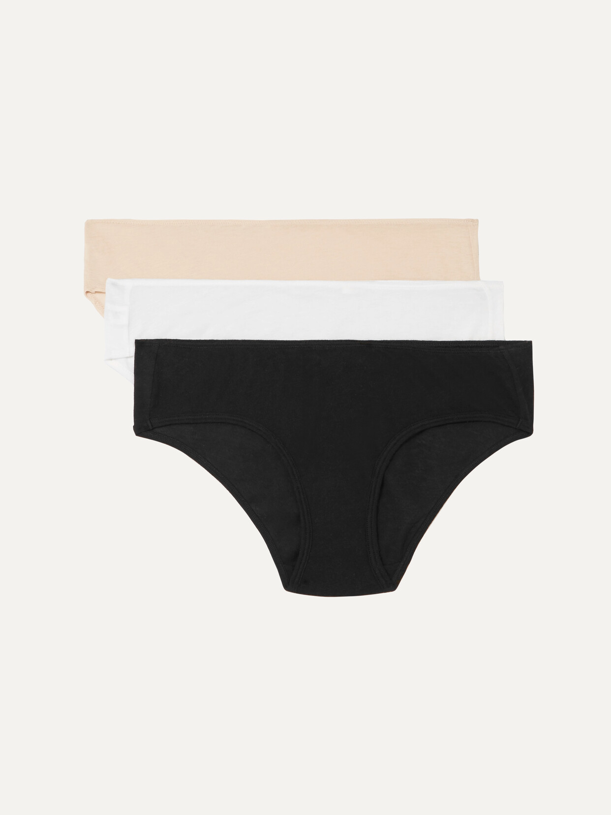 Skin + Net Sustain Set Of Three Organic Pima Cotton-jersey Briefs In Black