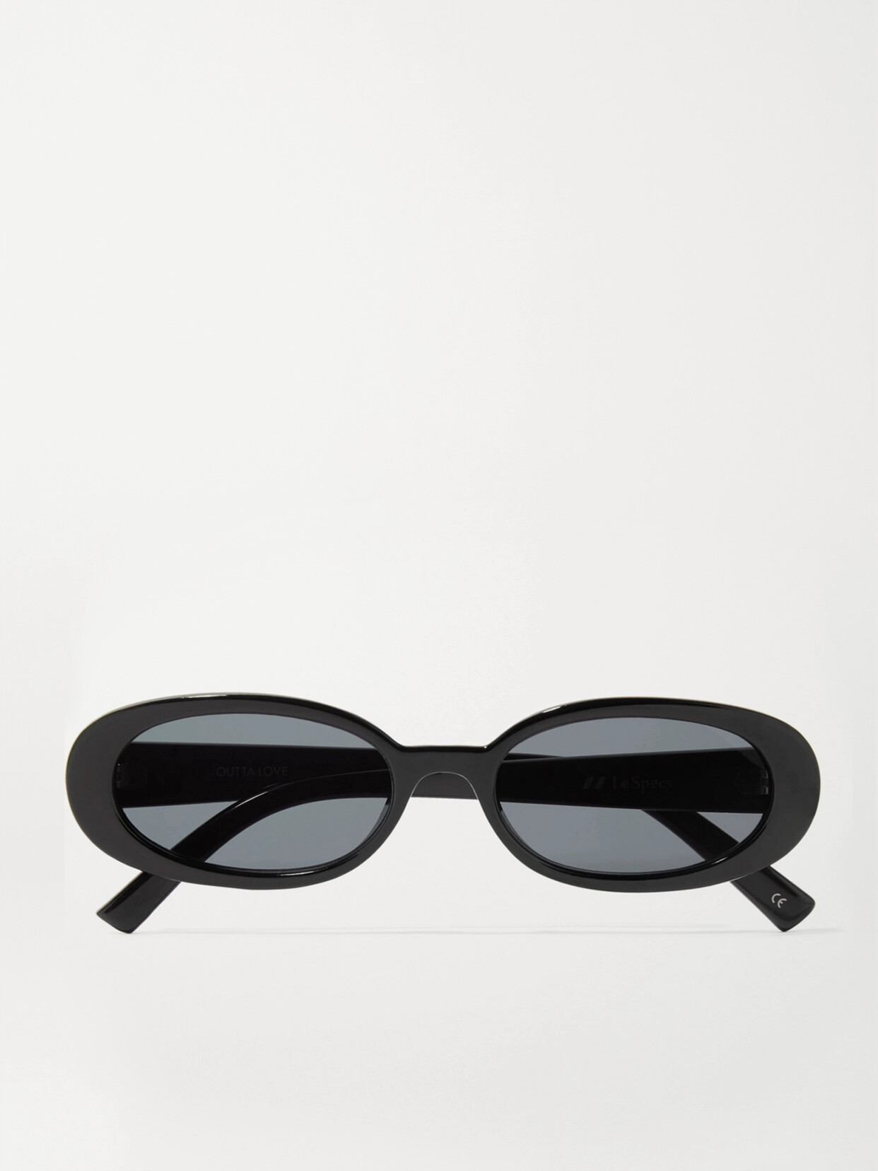 Shop Le Specs Outta Love Oval-frame Acetate Sunglasses In Black