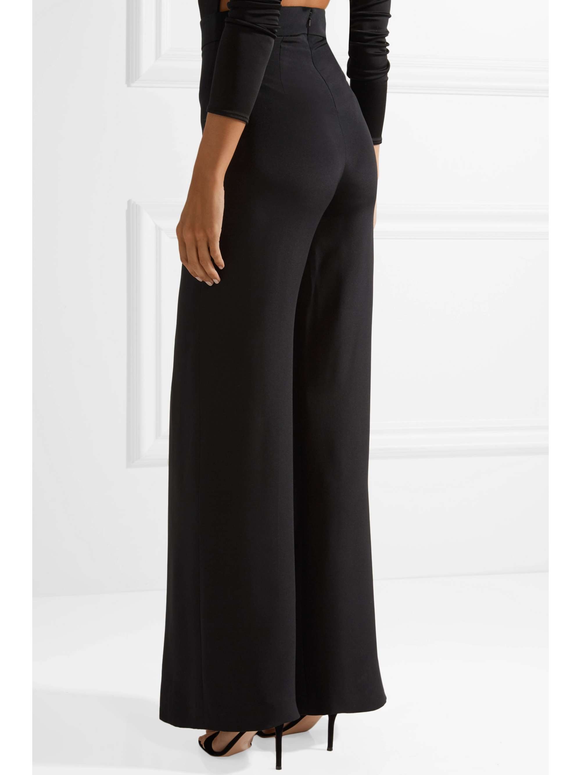 CUSHNIE ET OCHS Split-front silk-crepe wide-leg pants