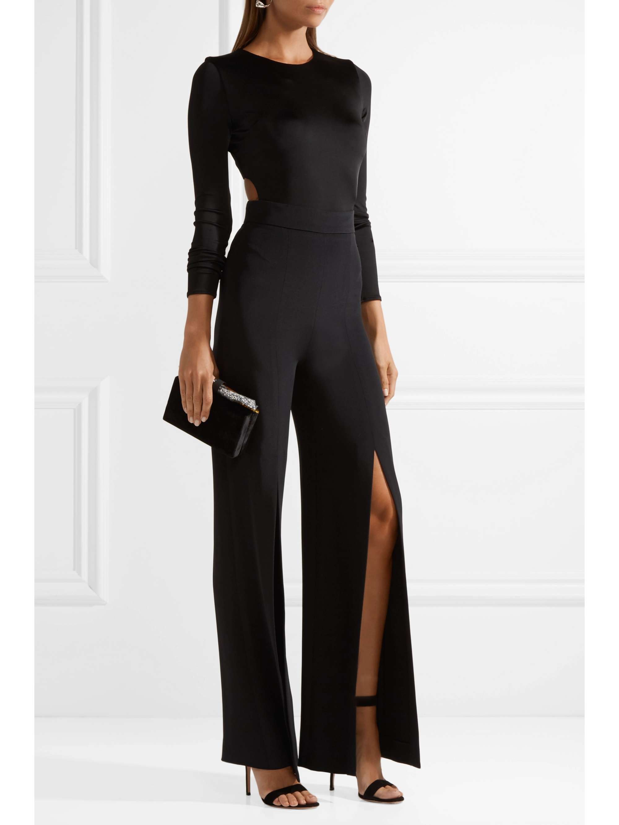CUSHNIE ET OCHS Split-front silk-crepe wide-leg pants