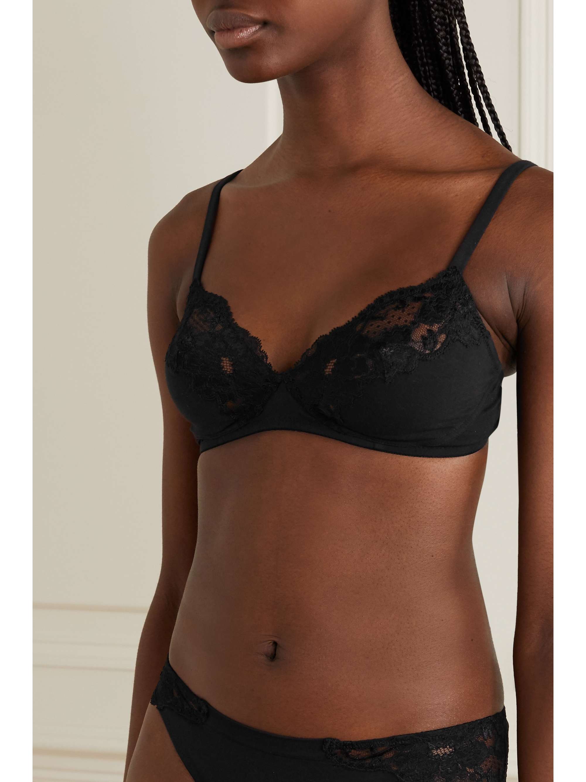 LA PERLA Souple lace and stretch cotton-blend jersey soft-cup bra