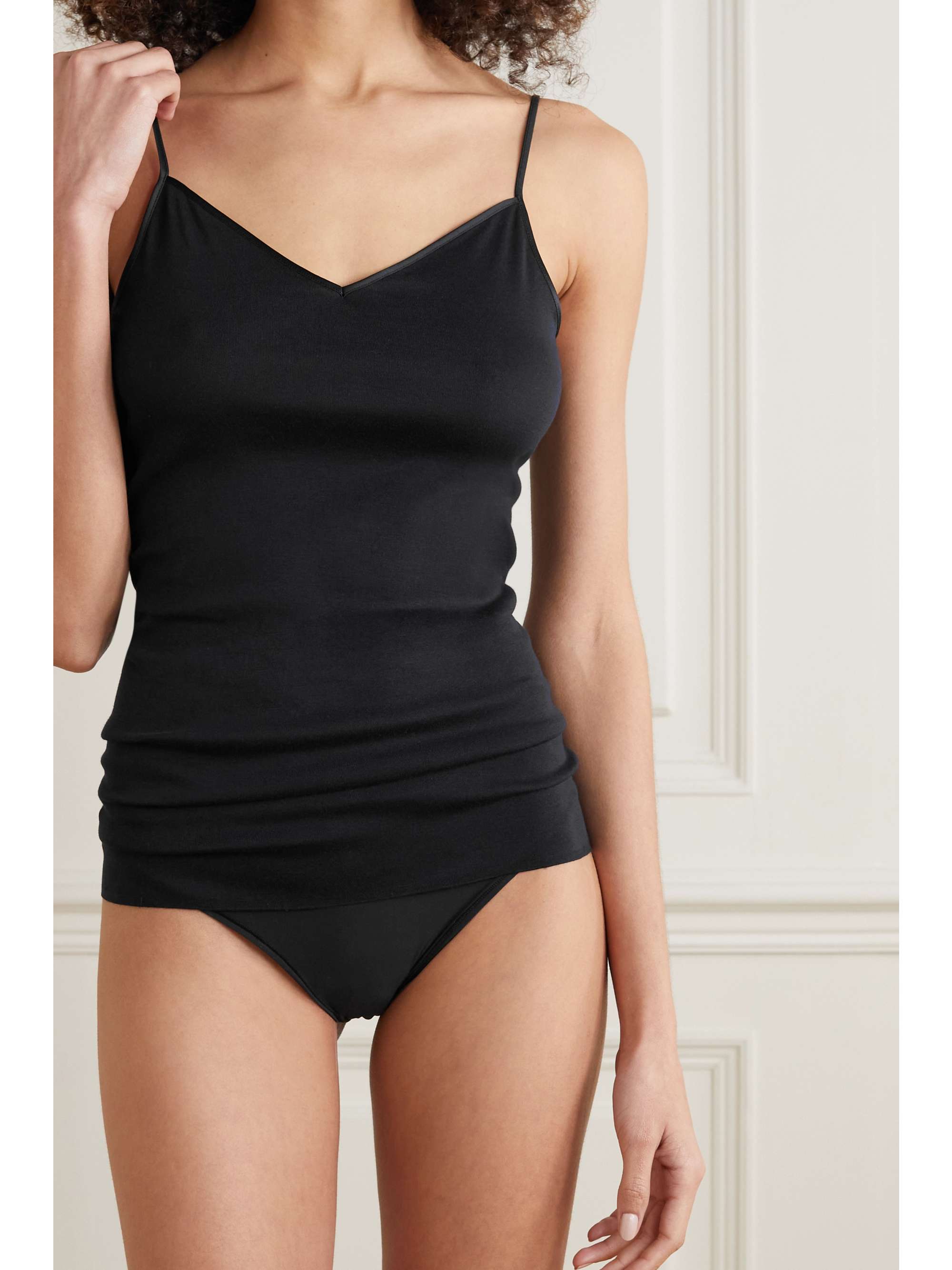HANRO Satin-trimmed mercerized cotton camisole