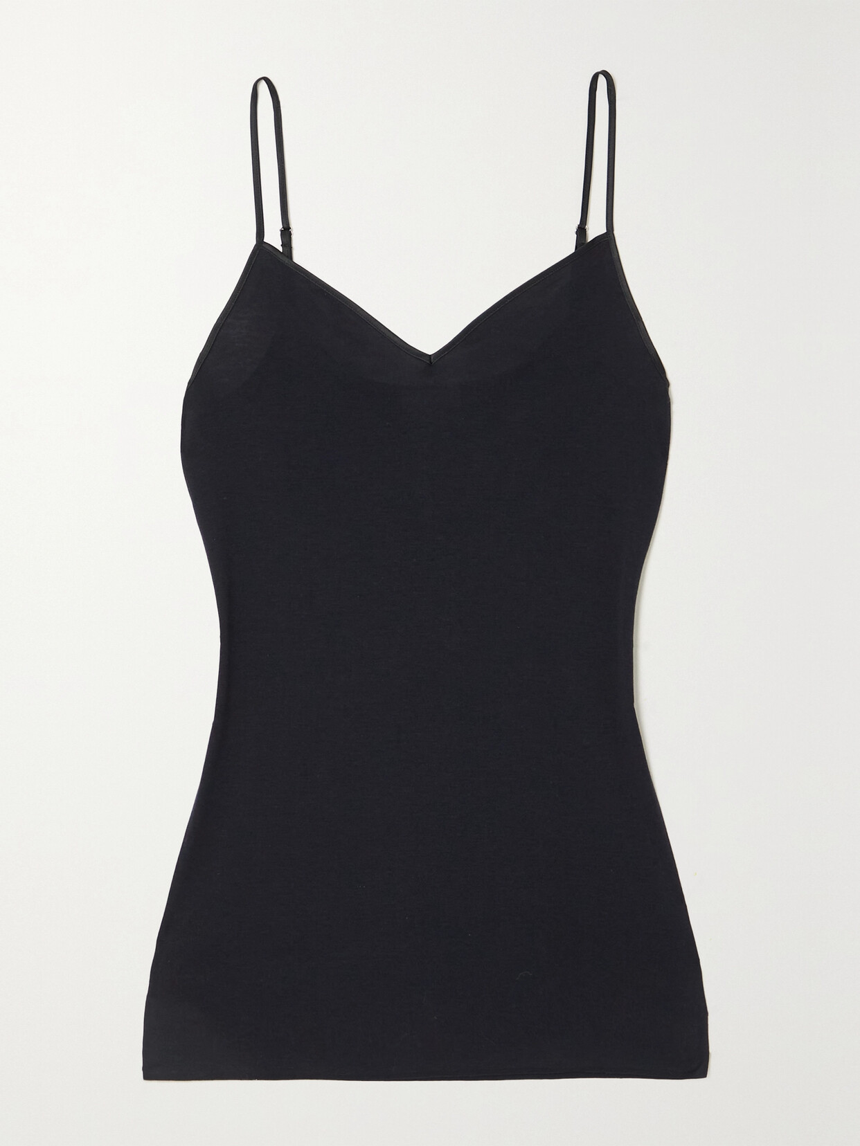 Shop Hanro Satin-trimmed Mercerized Cotton Camisole In Black