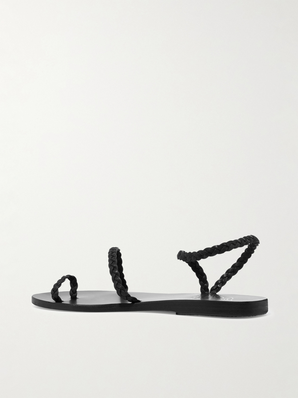 Shop Ancient Greek Sandals Eleftheria Braided Leather Sandals In Black