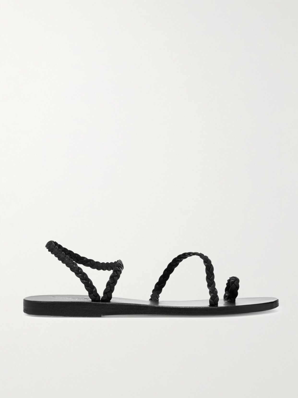 Shop Ancient Greek Sandals Eleftheria Braided Leather Sandals In Black