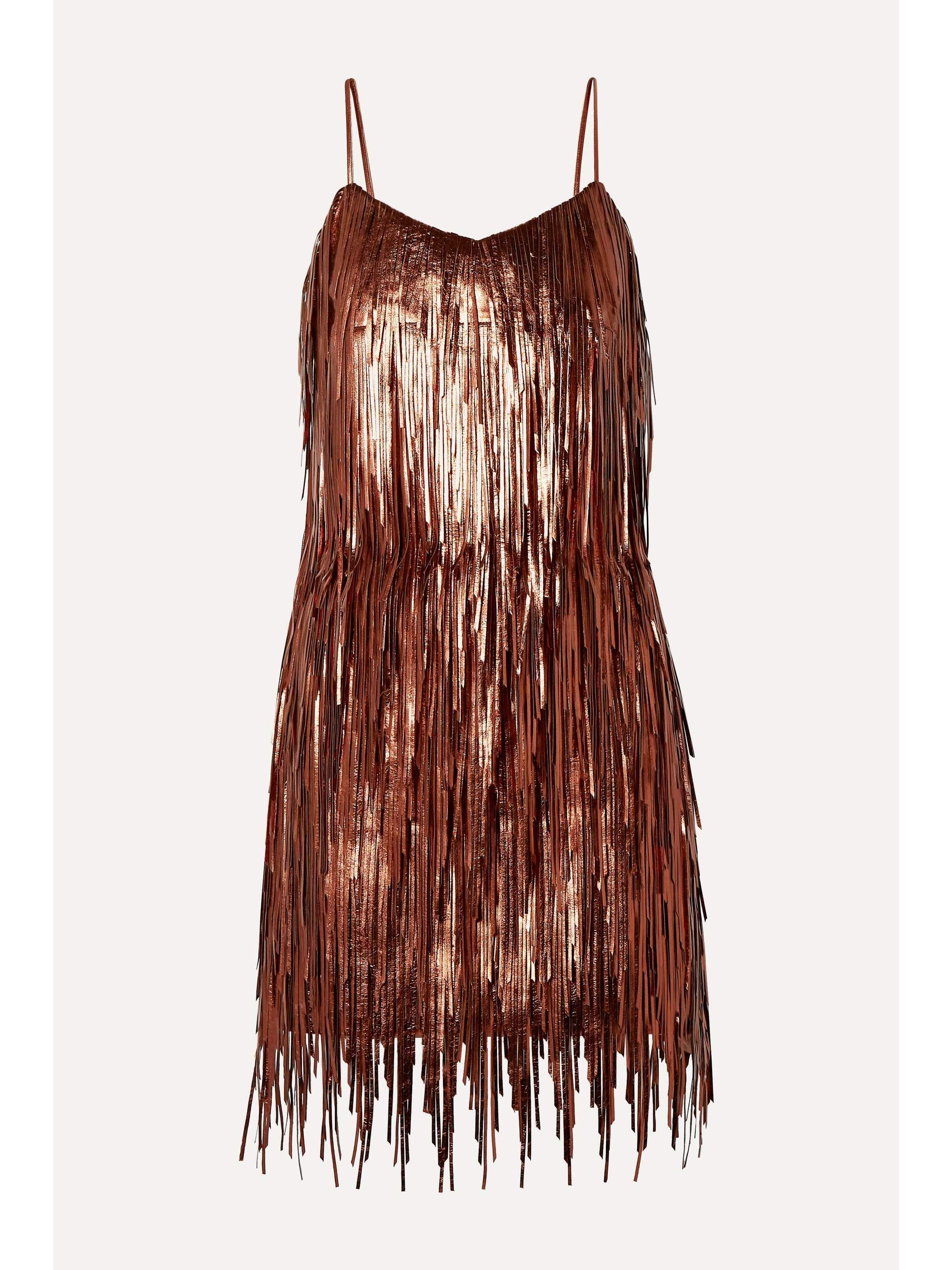 MICHAEL KORS COLLECTION Fringed metallic leather mini dress