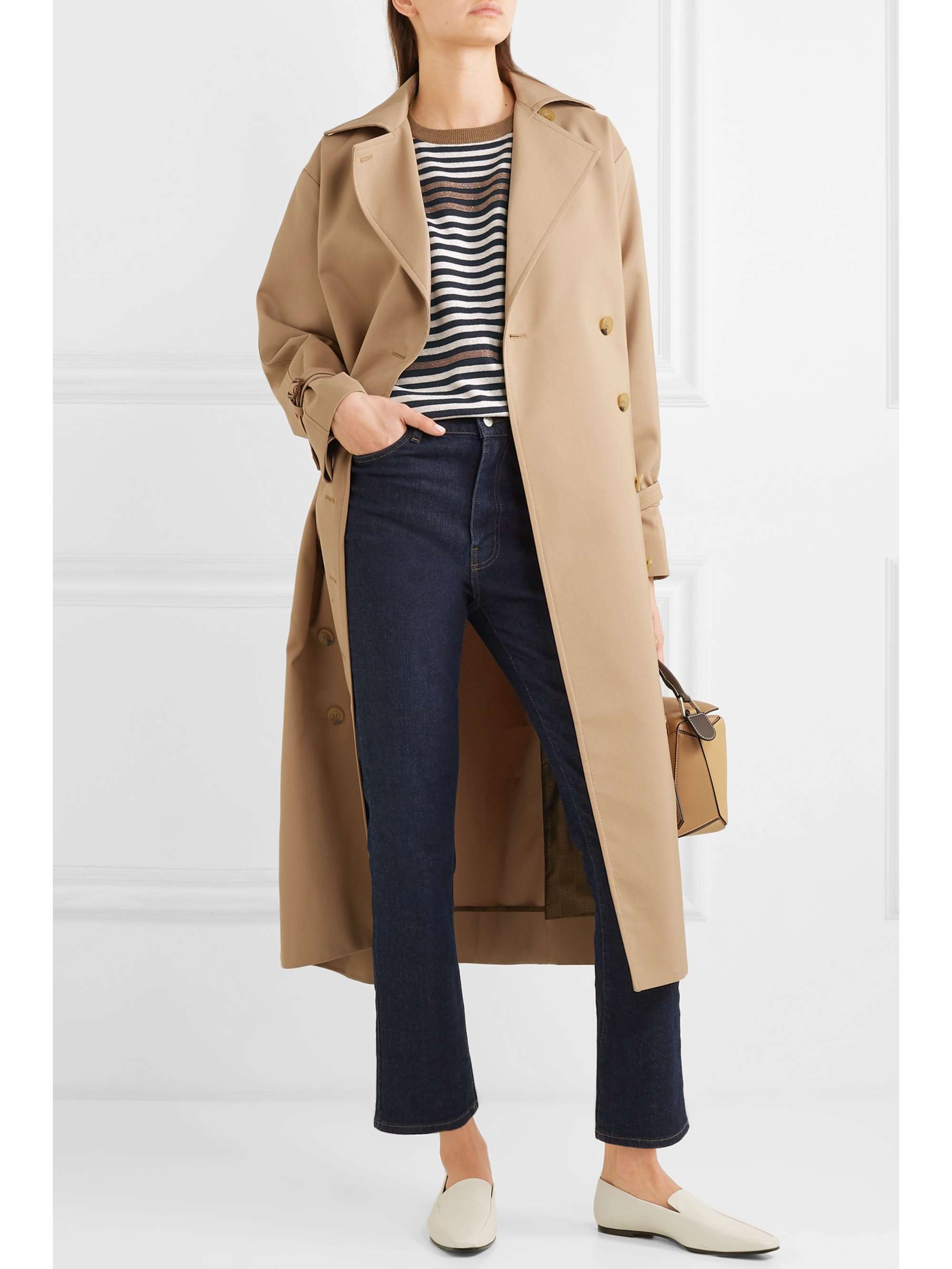 BRUNELLO CUCINELLI Embellished striped wool cashmere and silk sweater