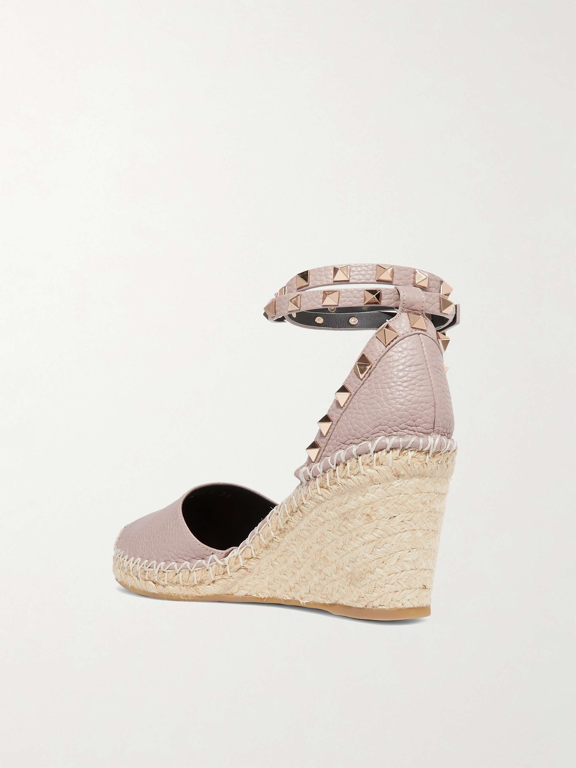 VALENTINO GARAVANI Valentino Garavani Rockstud Double 85 textured-leather wedge espadrilles