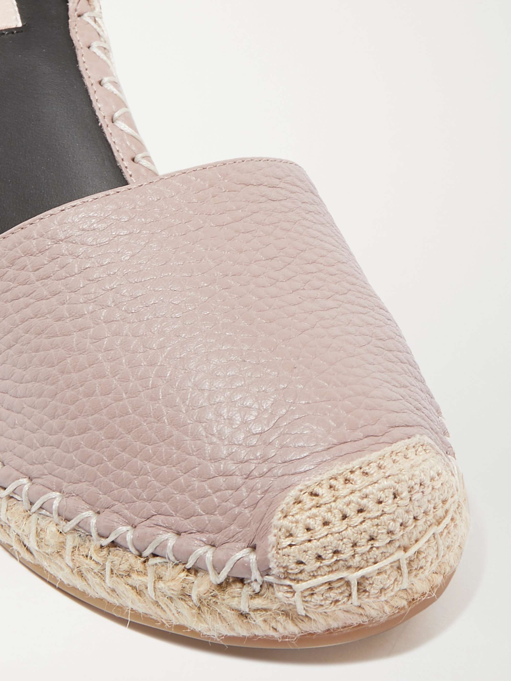 VALENTINO GARAVANI Valentino Garavani Rockstud Double 85 textured-leather wedge espadrilles