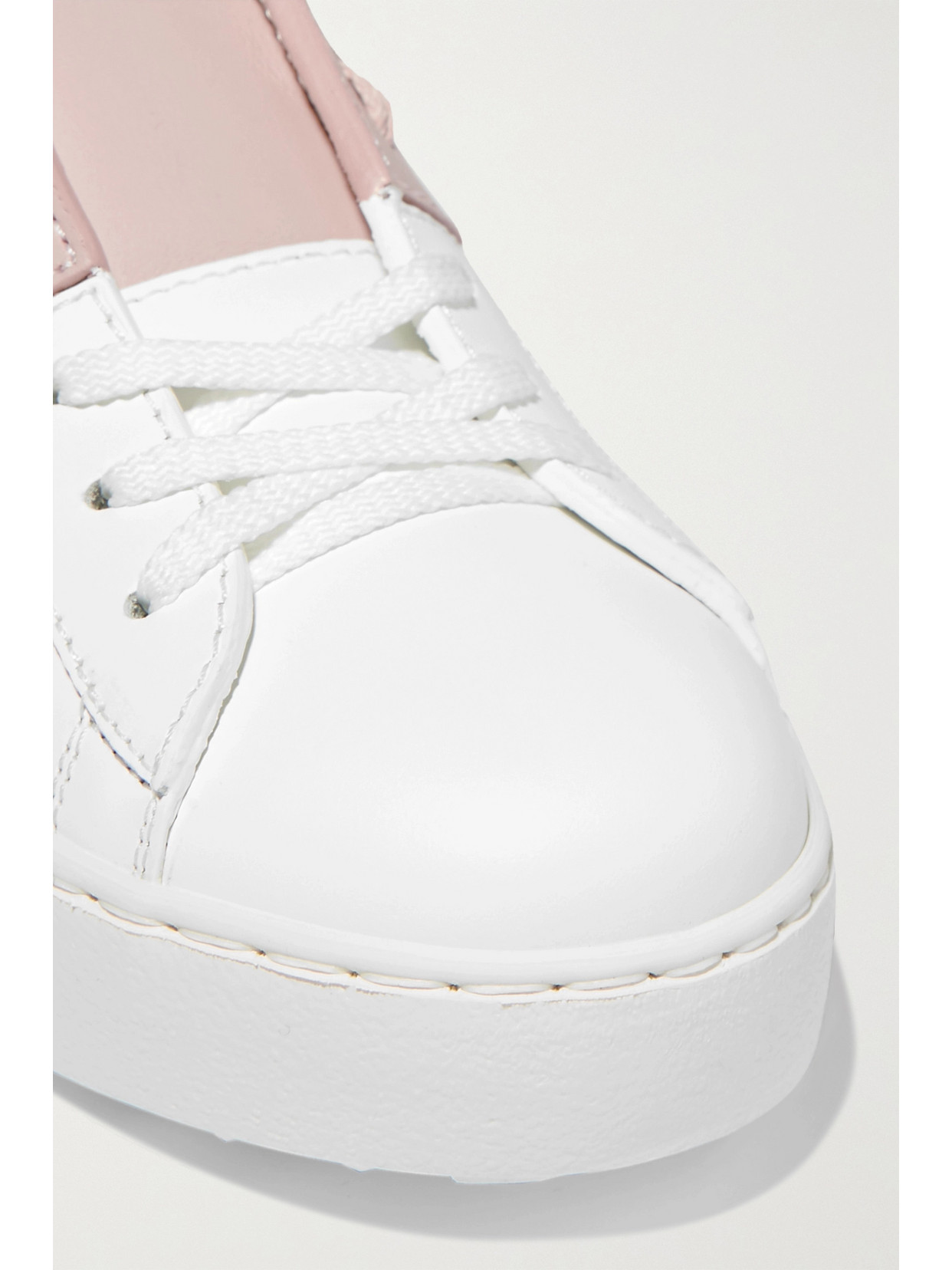 Shop Valentino Open Two-tone Leather Sneakers In Pink