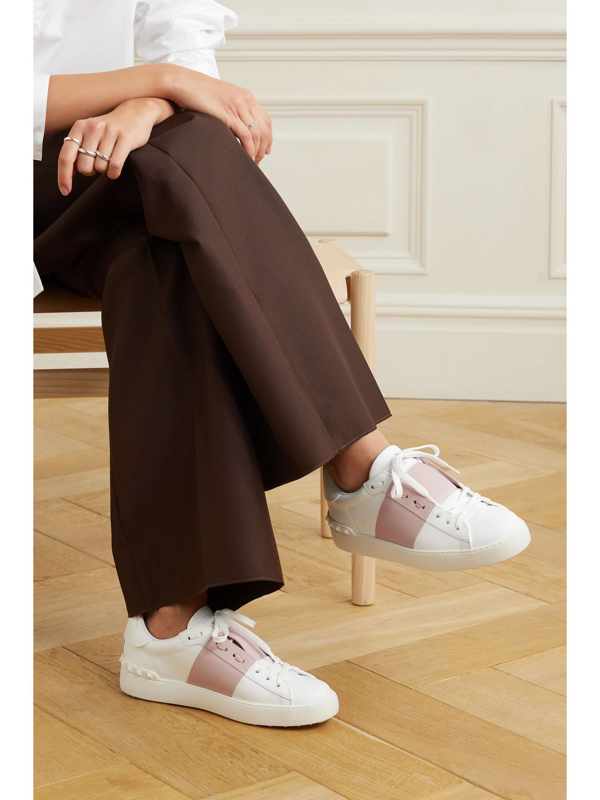 overraskende her skrot Pastel pink Valentino Garavani Open two-tone leather sneakers | VALENTINO |  NET-A-PORTER