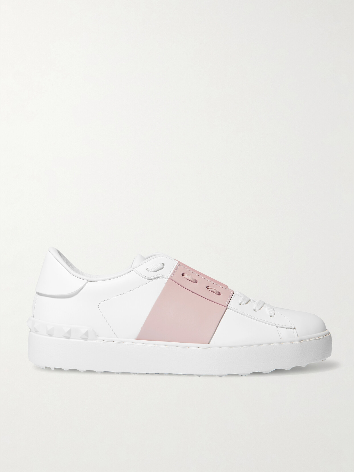 Valentino Open Two-tone Leather Sneakers In Pink