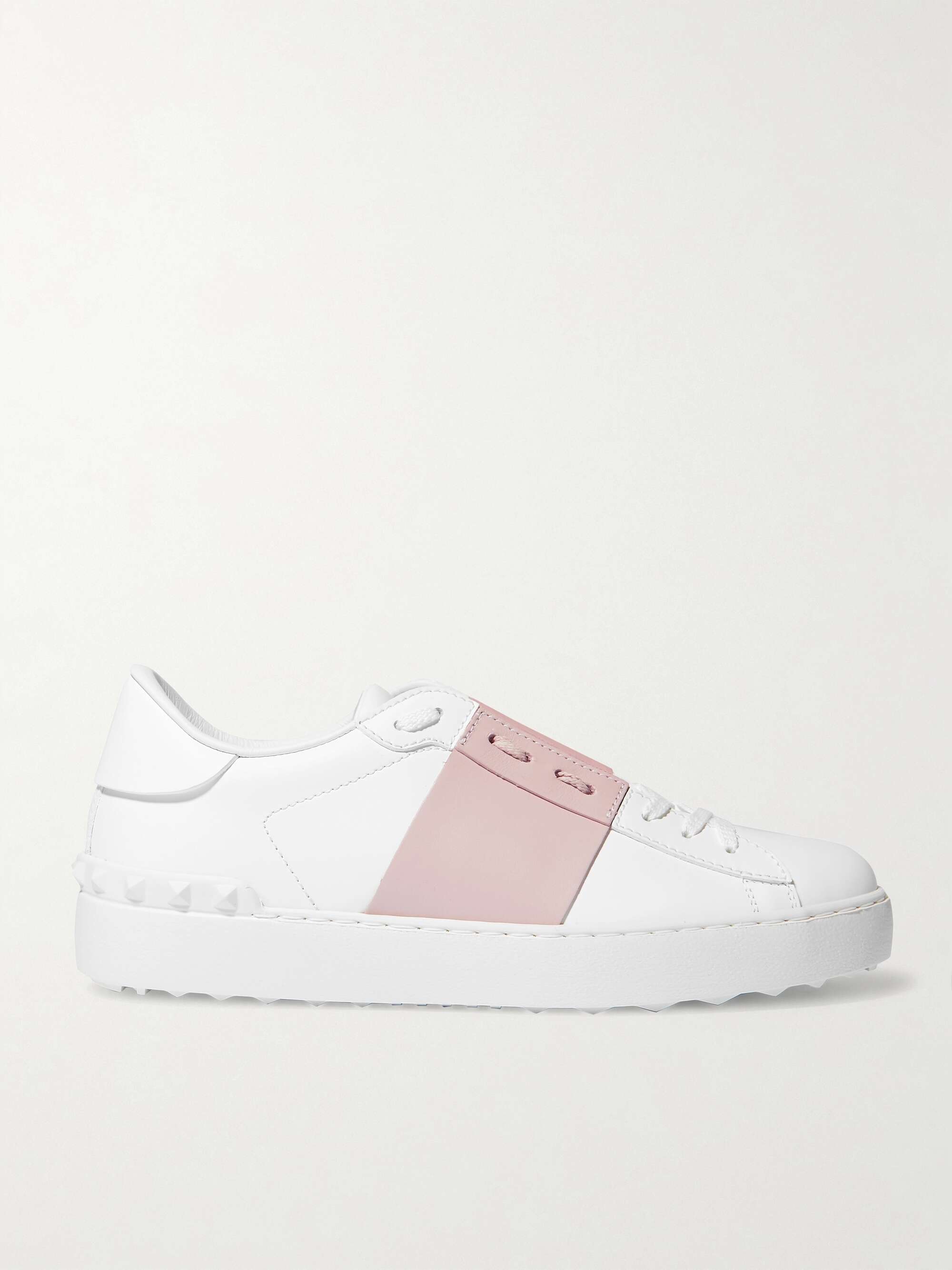 VALENTINO GARAVANI Open two-tone leather sneakers NET-A-PORTER