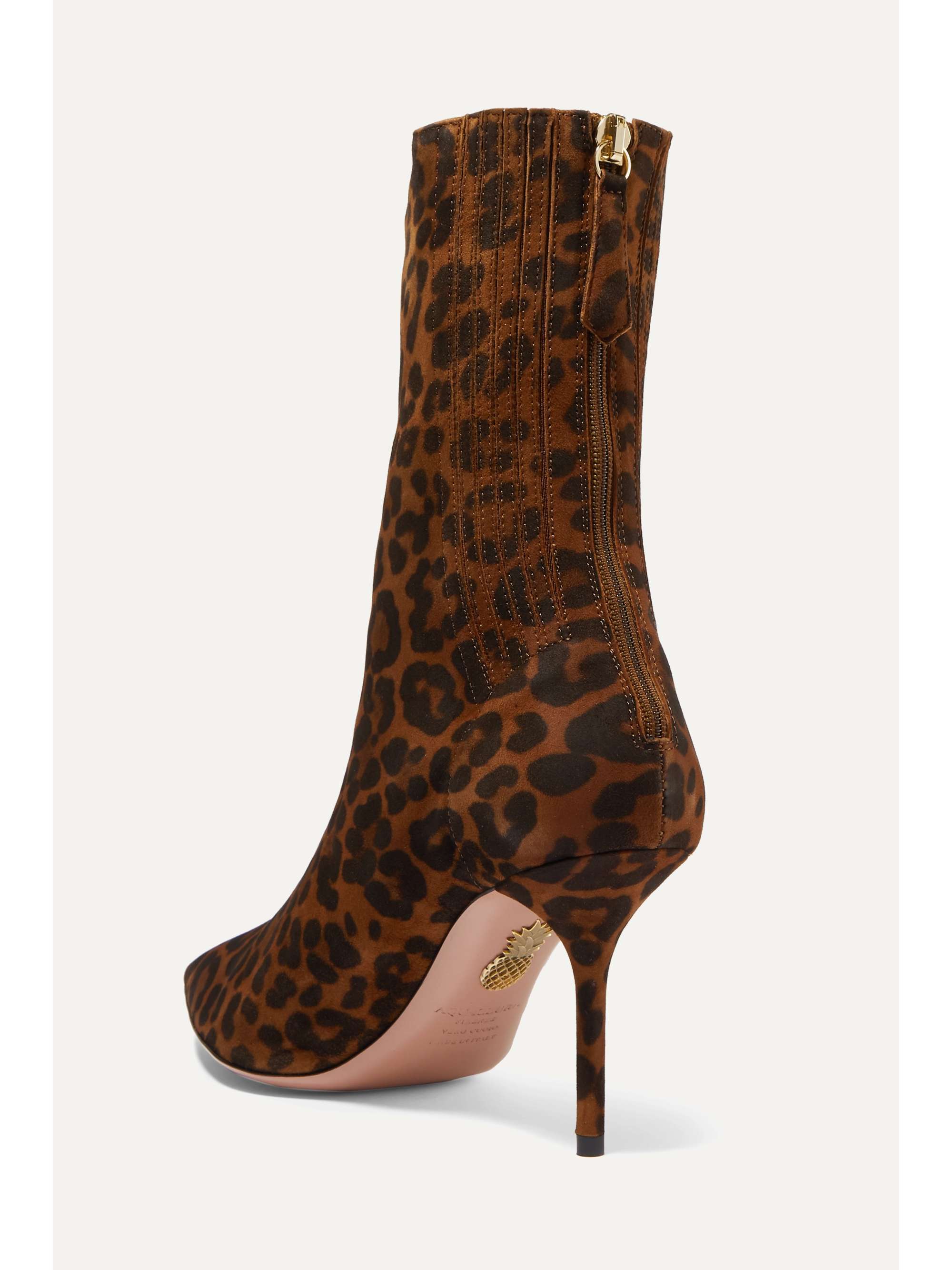 AQUAZZURA Saint Honoré 85 leopard-print suede sock boots
