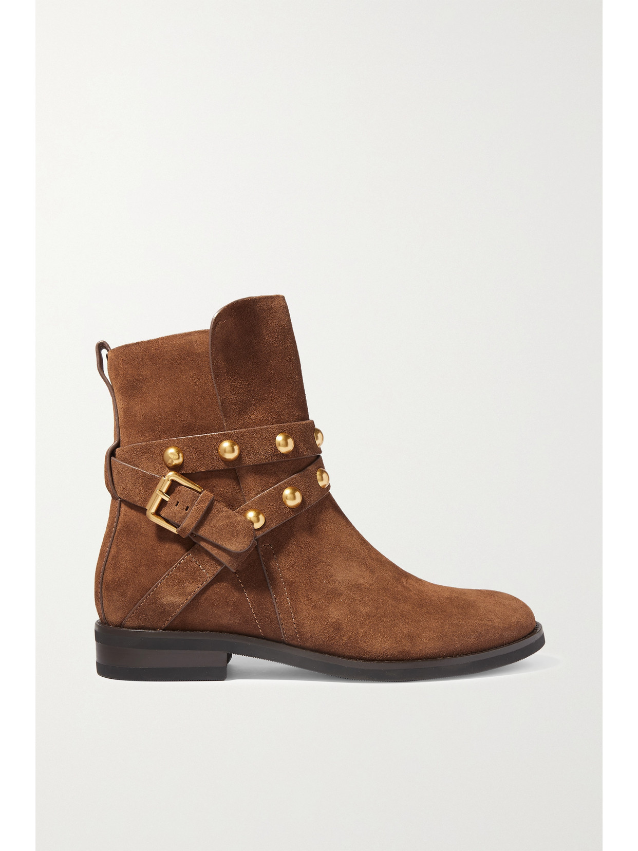 SEE BY CHLOÉ STUDDED SUEDE ANKLE BOOTS