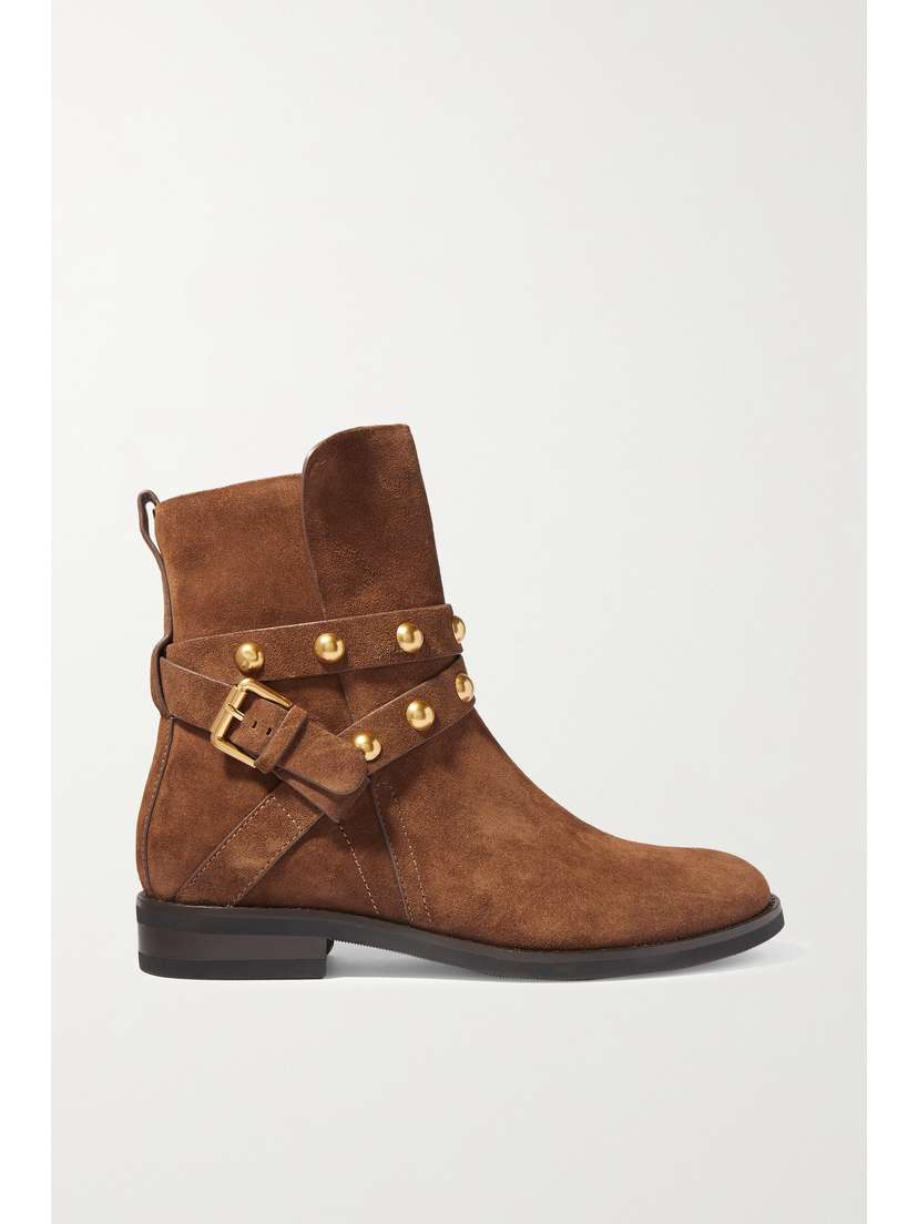 See By Chloé Studded Suede Ankle Boots