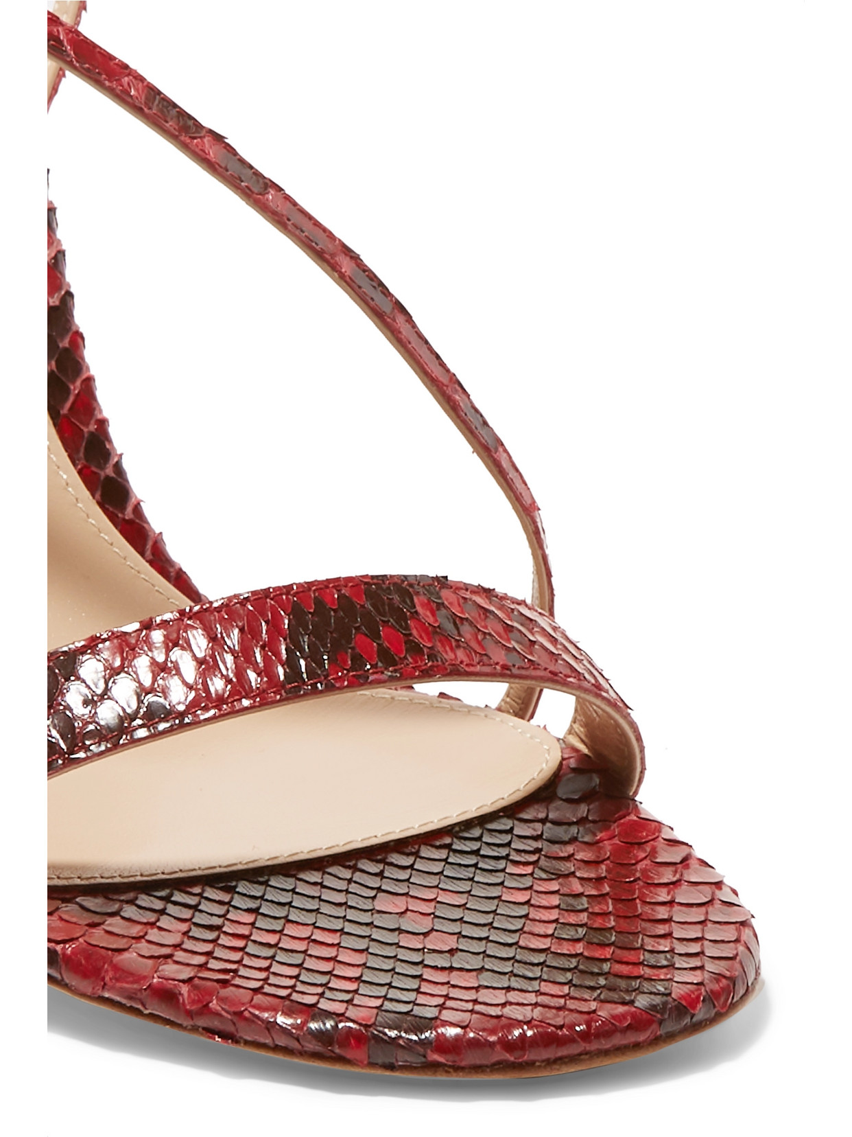 Gianvito Rossi 85 Python Slingback Sandals In Red