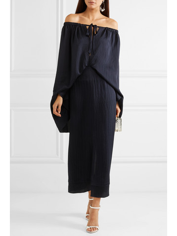 Roland Mouret Hinsby off-the-shoulder layered hammered-silk dress