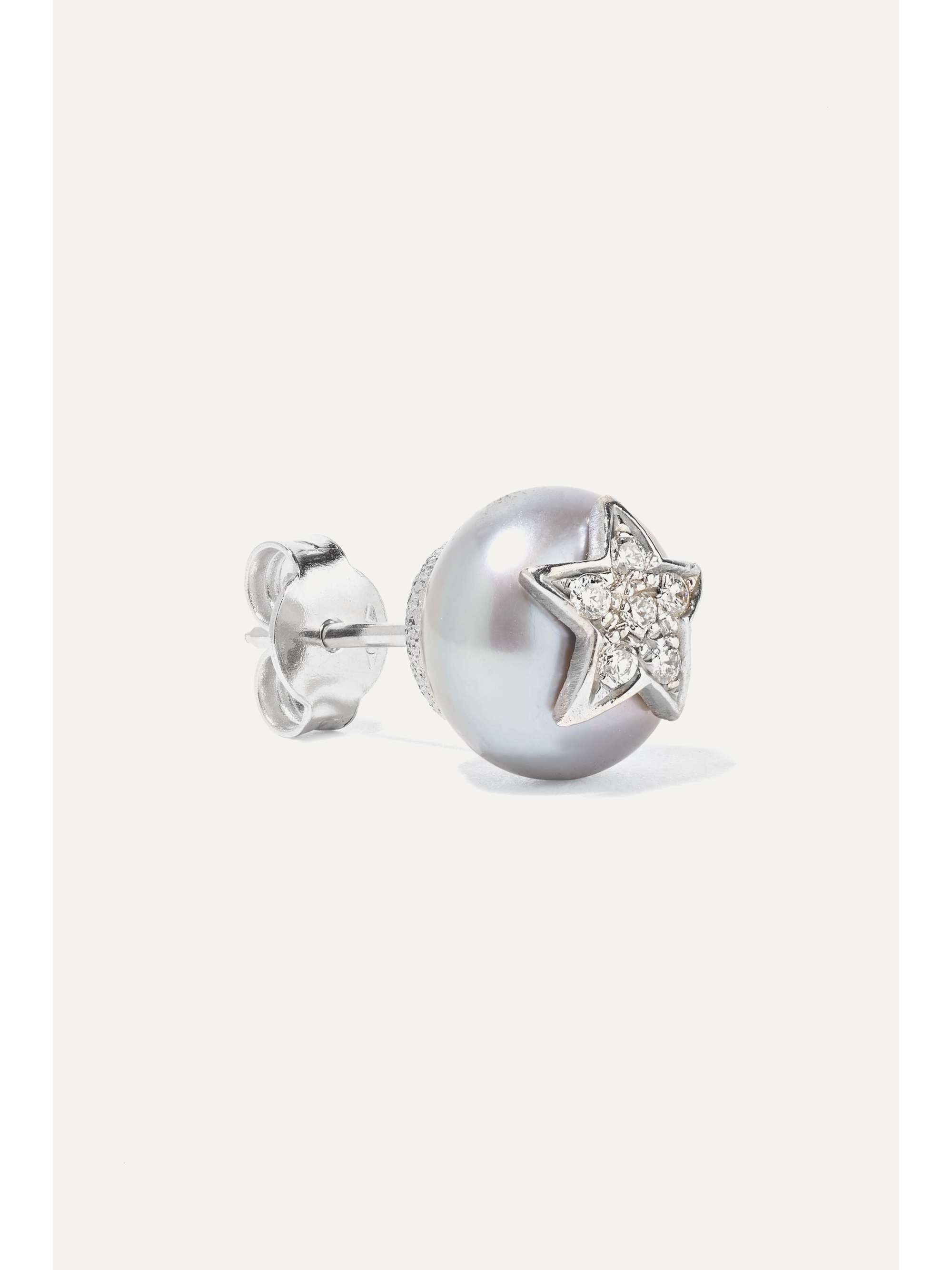 CAROLINA BUCCI Superstellar 18-karat white gold, pearl and diamond earrings
