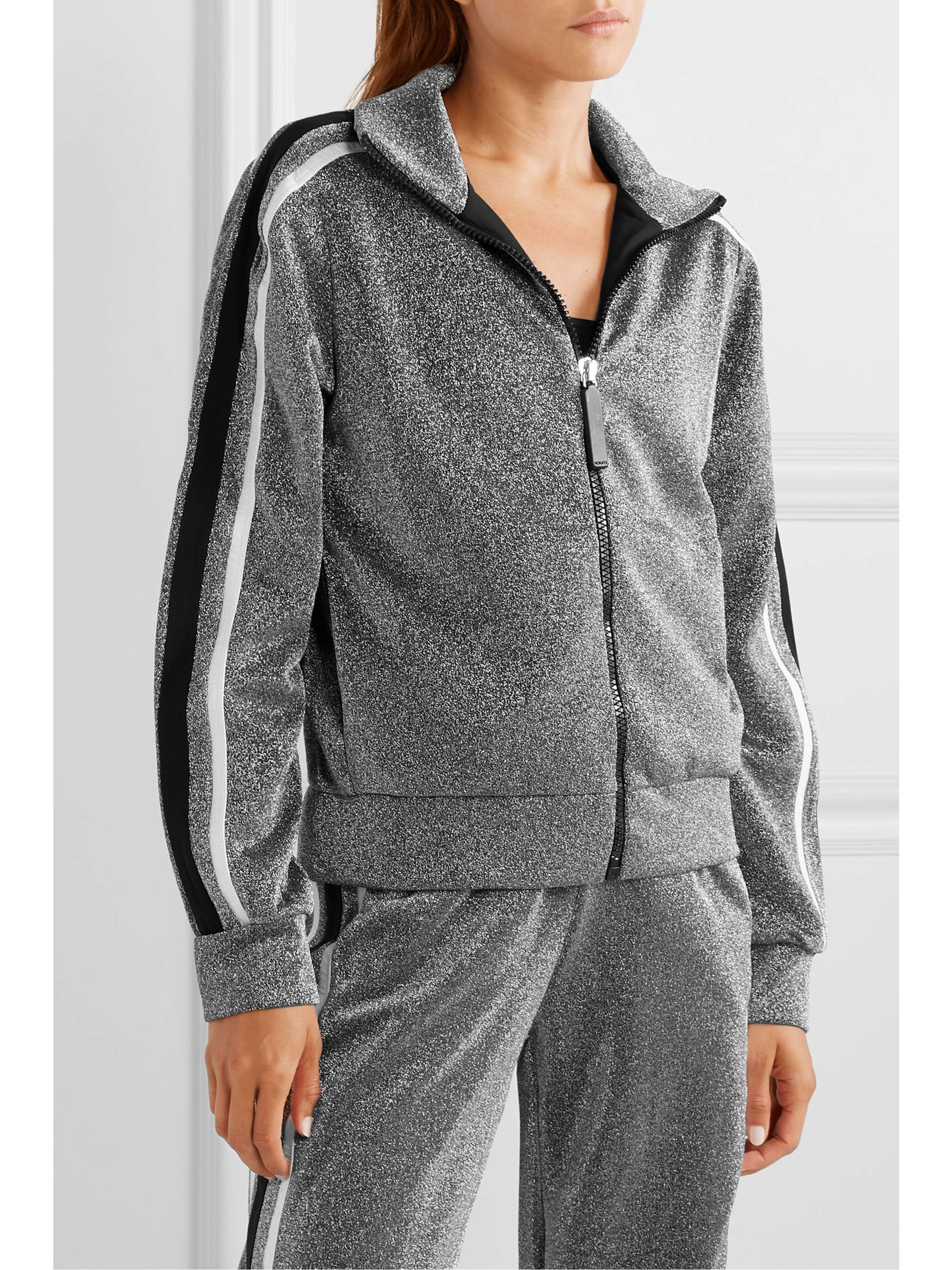 NO KA'OI Attitude striped metallic jersey track jacket