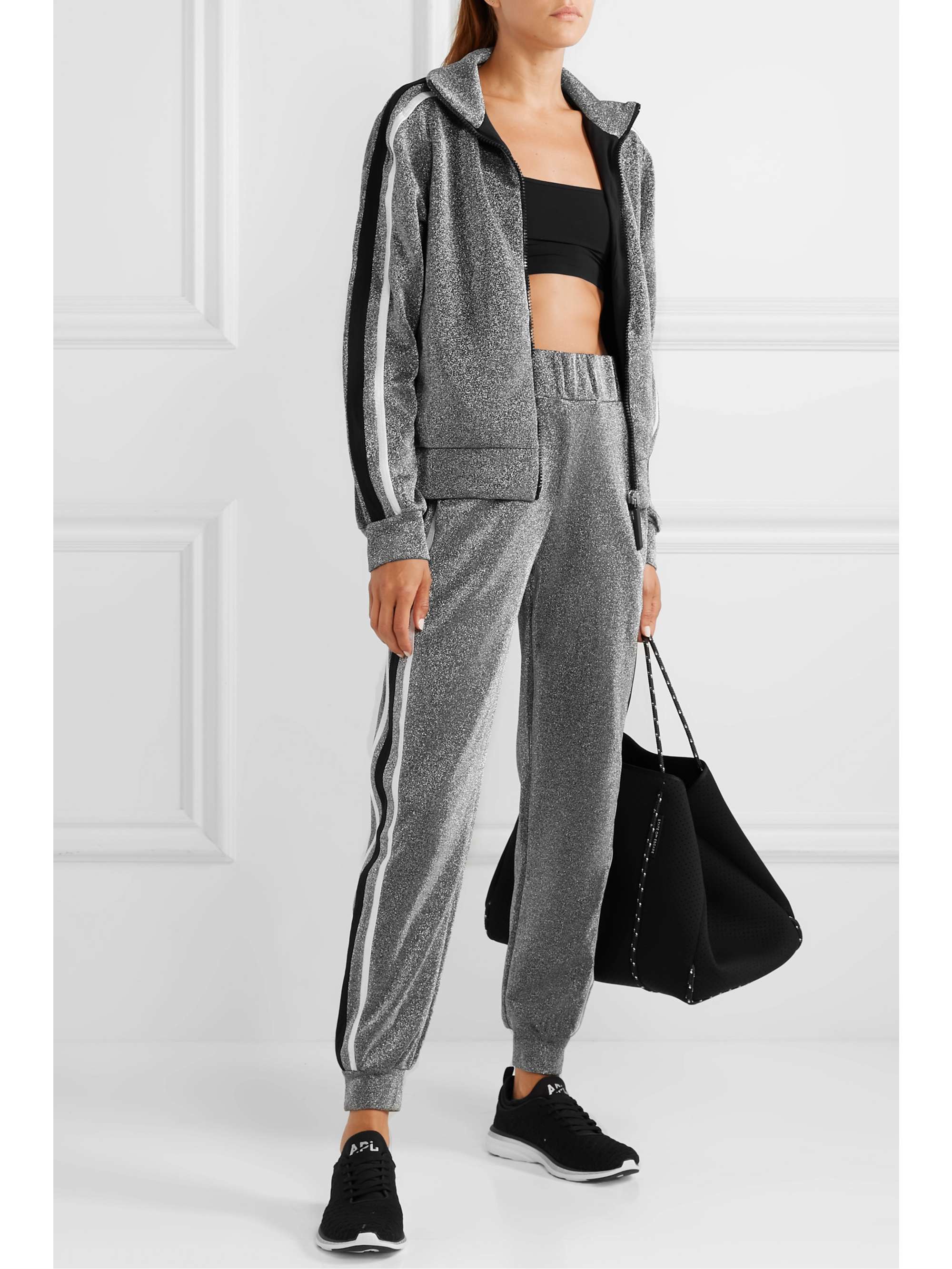 NO KA'OI Attitude striped metallic jersey track jacket