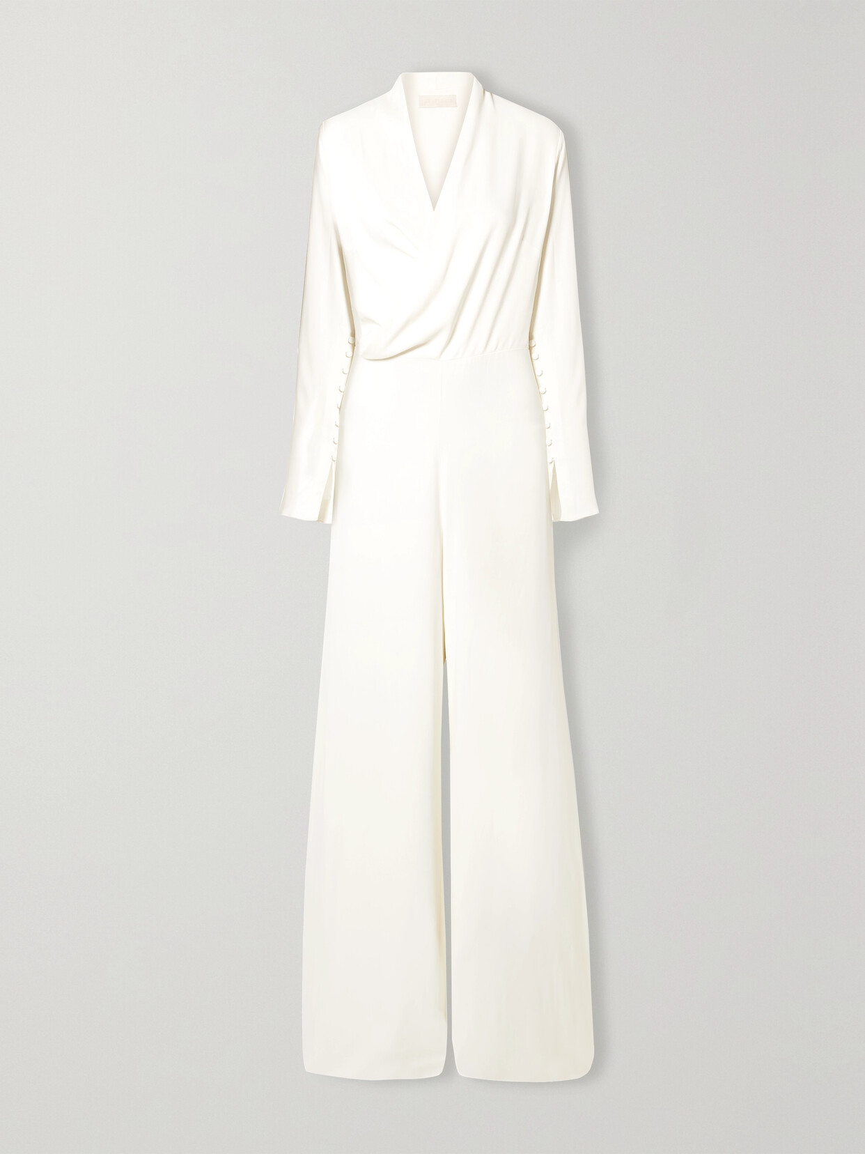 LES HéROïNES THE TINA WRAP-EFFECT MATTE-SATIN JUMPSUIT