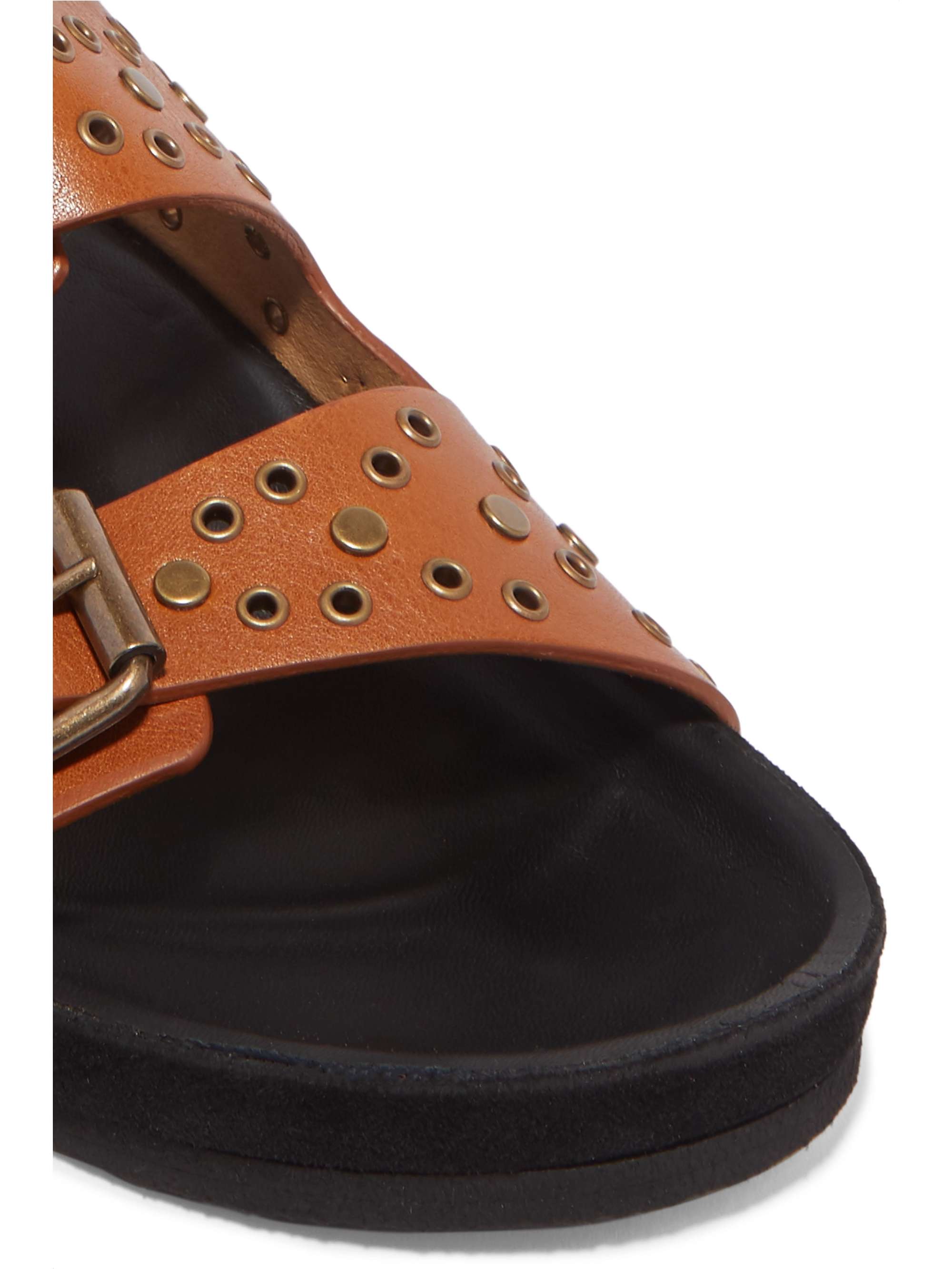 ISABEL MARANT Lennya embellished distressed leather slides