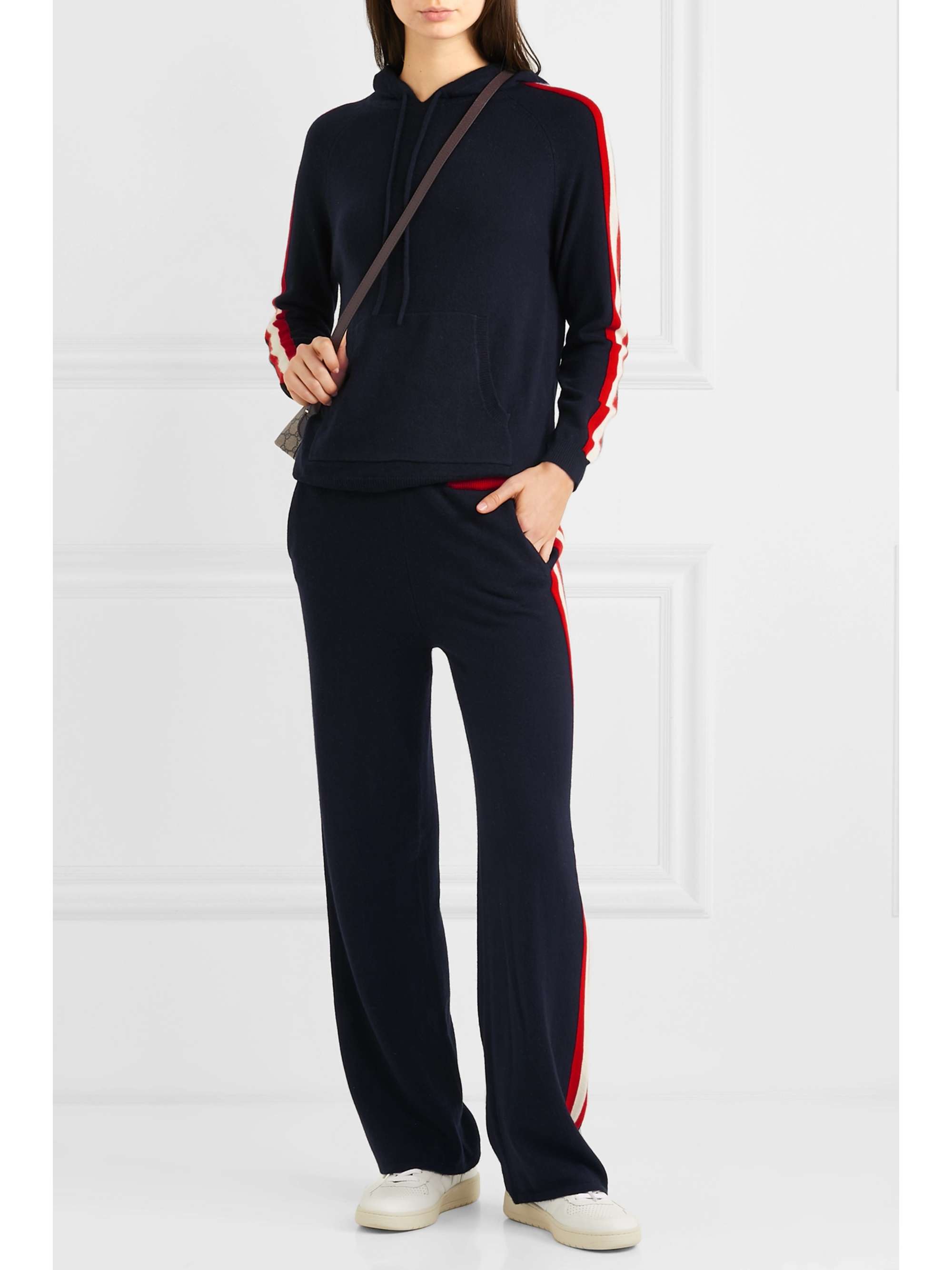 CHINTI & PARKER Trapeze striped cashmere track pants