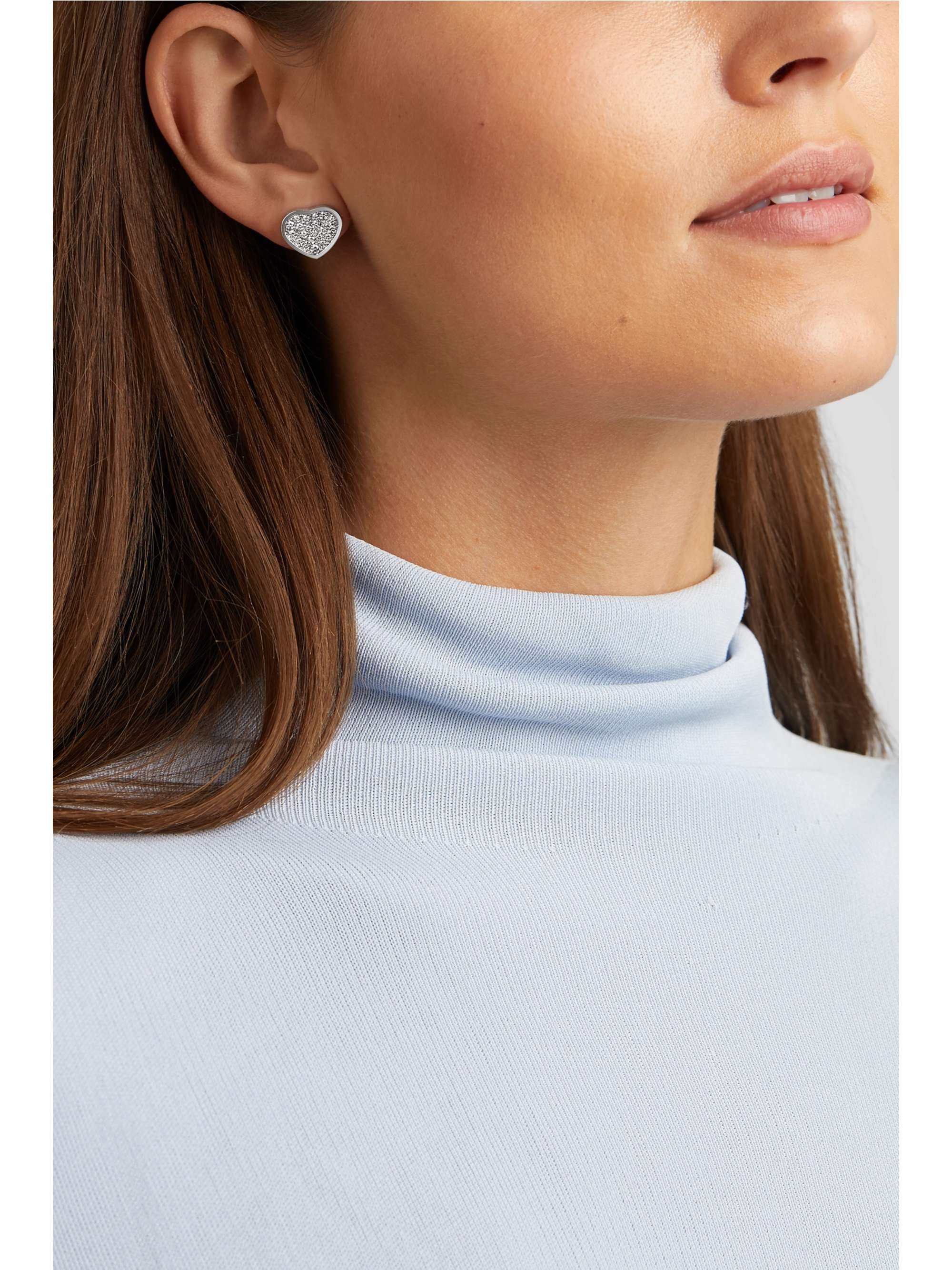 CHOPARD Happy Hearts 18-karat white gold diamond earrings